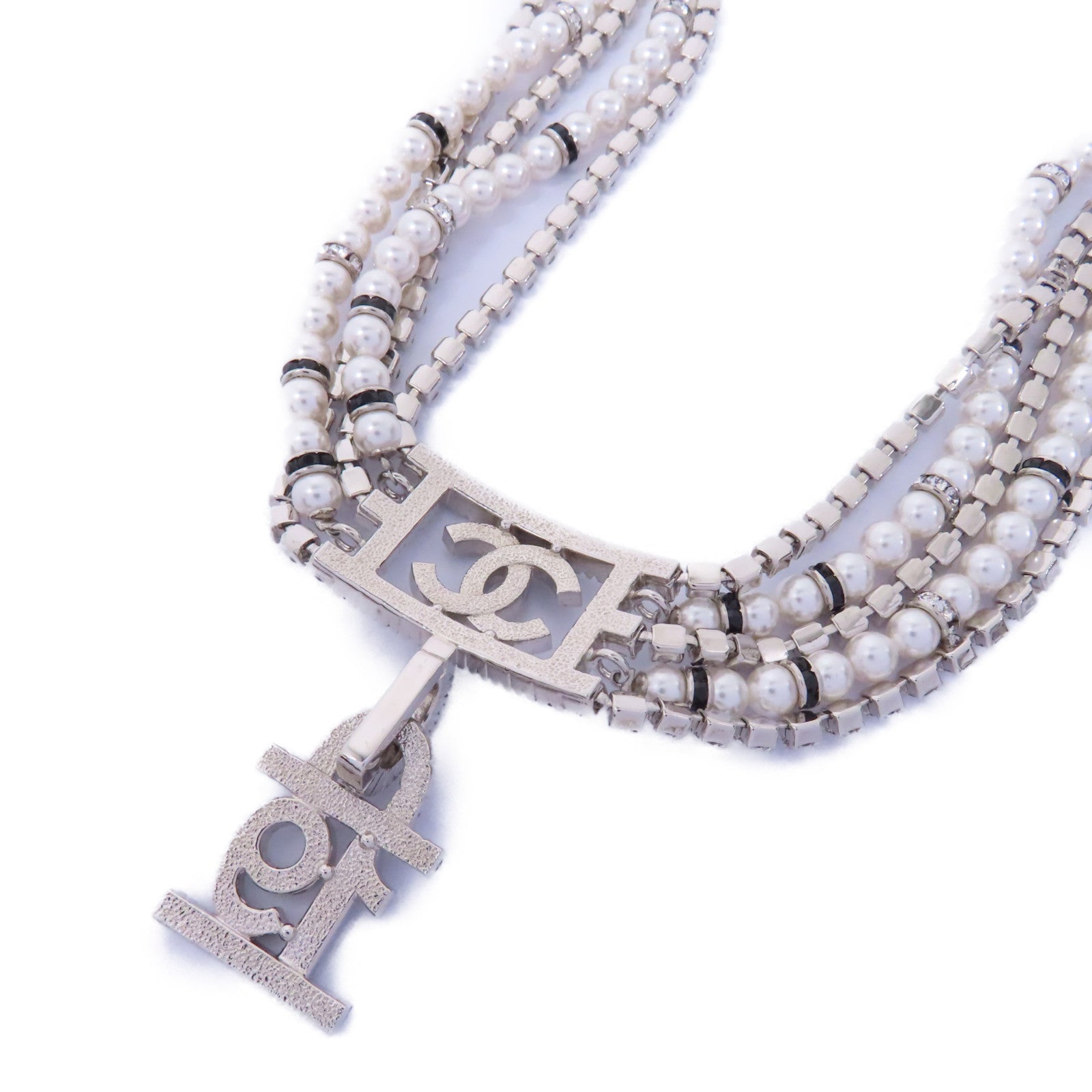 CHANEL PVC/金屬Necklace項鍊白色/銀色