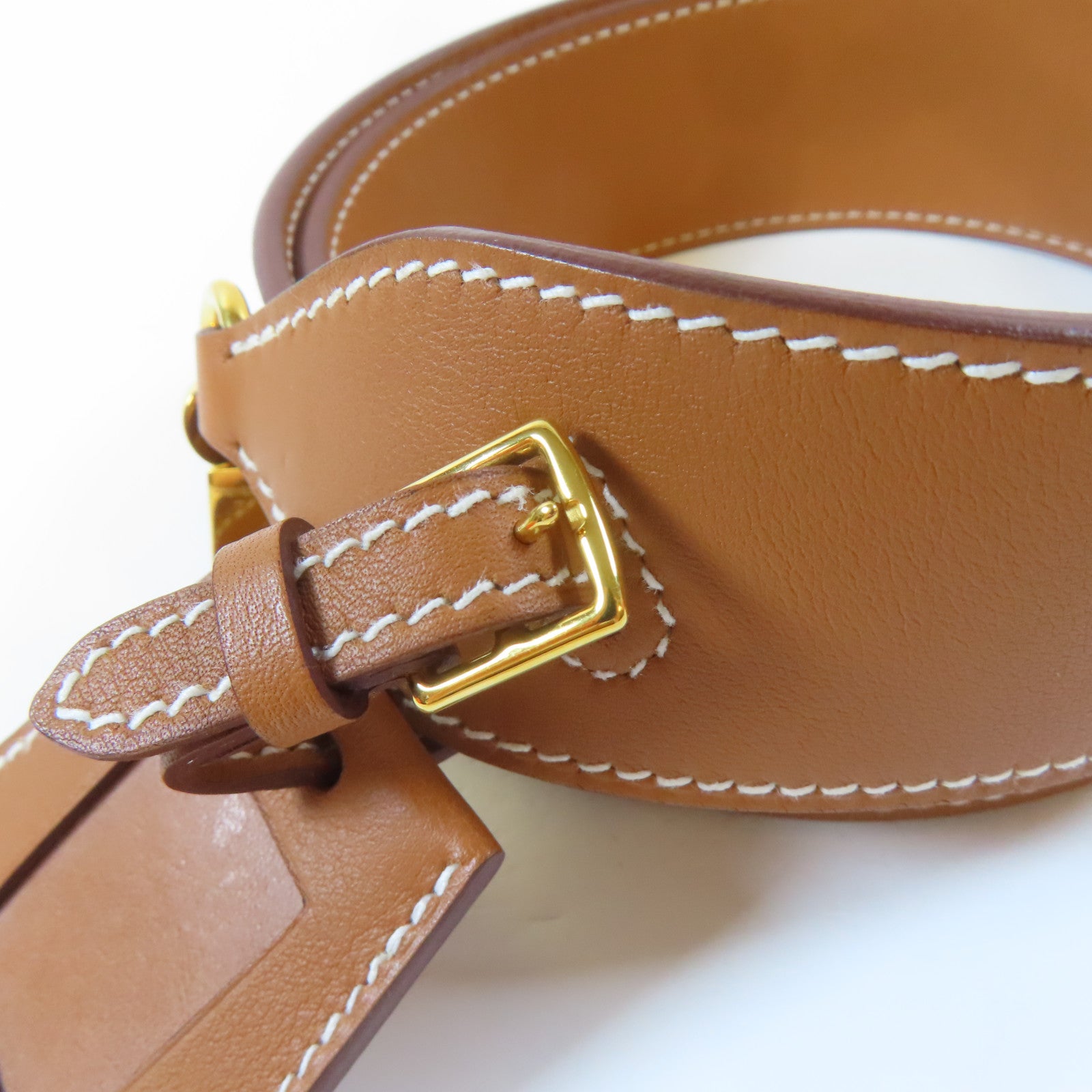 HERMES 【激減優惠】Swift皮革Etiquette Shoulder Strap金扣肩背帶啡色