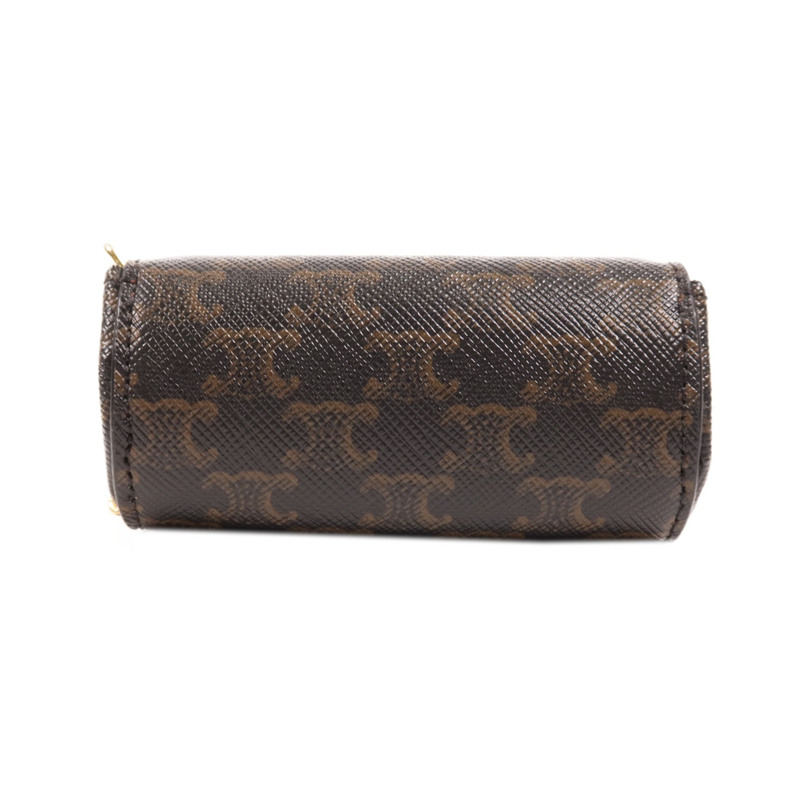 CELINE 塗層帆布Mini Macadam Lipstick Pouch金扣鏈帶唇膏盒