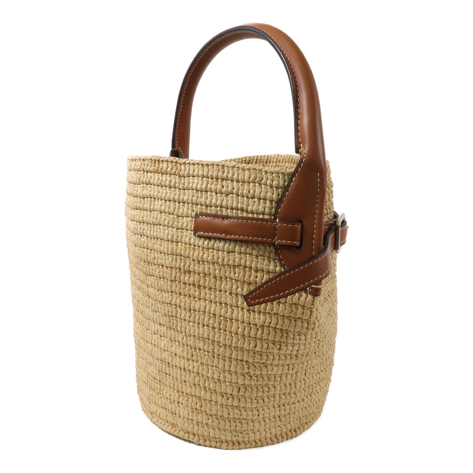 CELINE Raffia/牛皮皮革Big Bag Nano Bucket手挽袋
