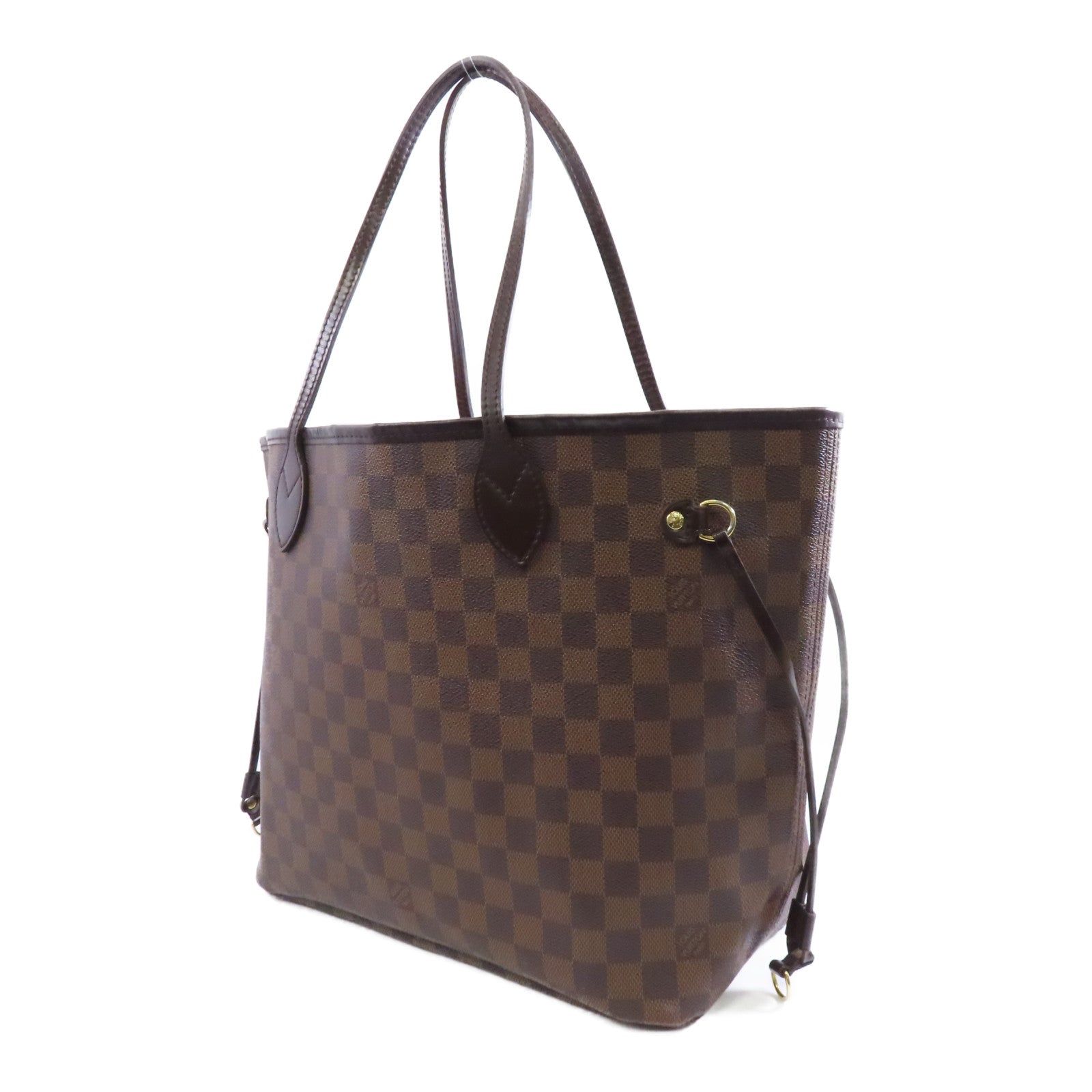 LOUIS VUITTON 【激減優惠】Damier Neverfull MM金扣手挽袋啡色