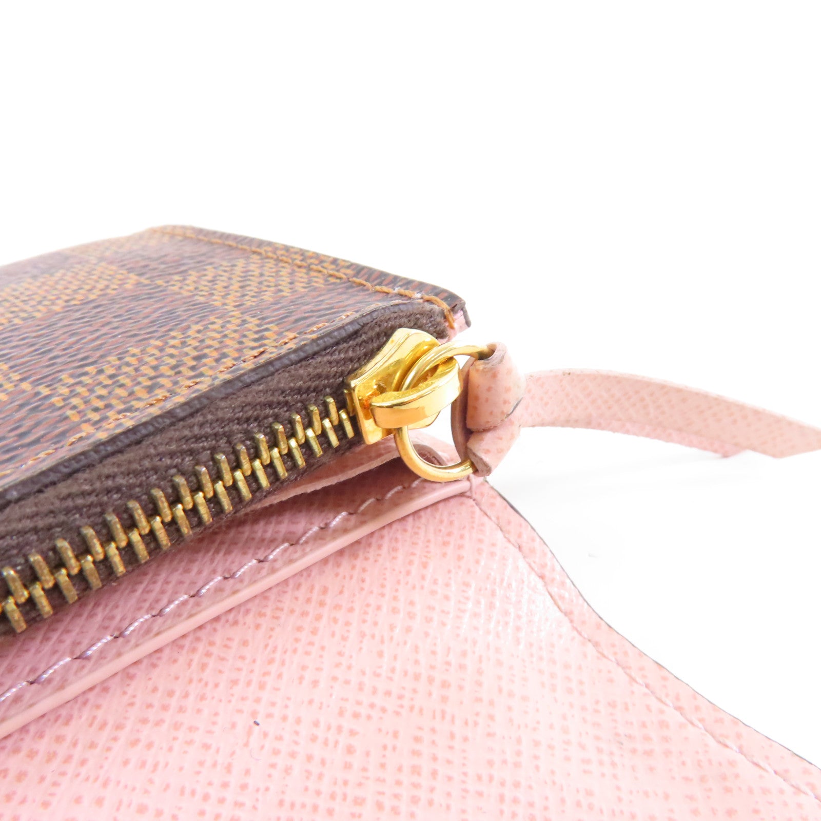 LOUIS VUITTON Damier Rosalie Coin Purse金扣零錢包棕色/粉紅色