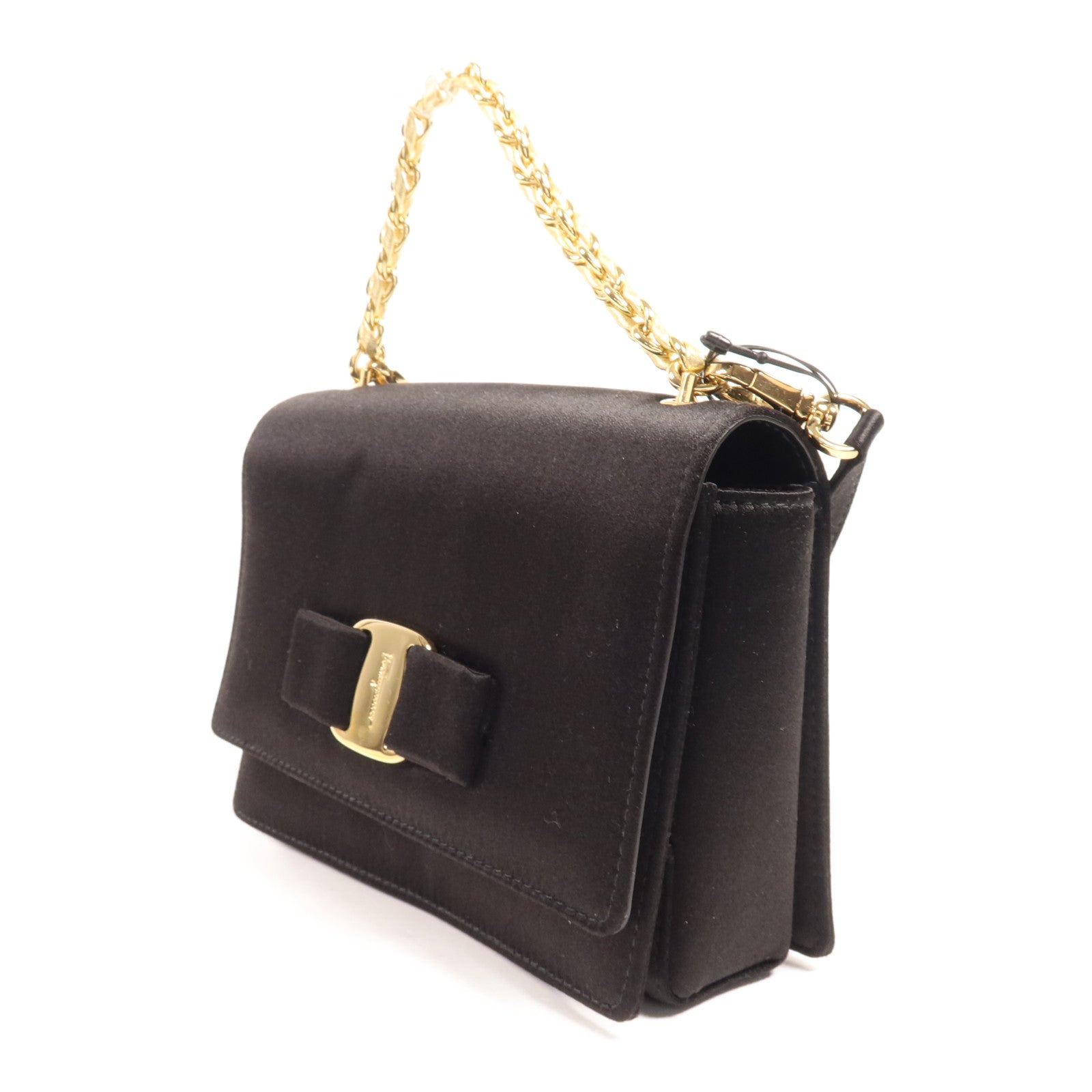 Salvatore Ferragamo 【激減優惠】絲質Shoulder Bag金扣手挽肩背兩用袋