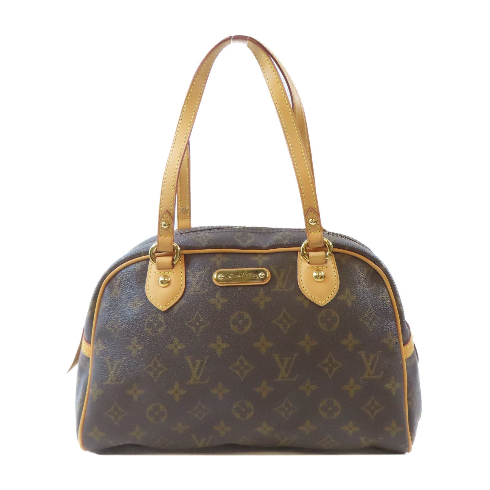 LOUIS VUITTON Monogram Montorgueil PM金扣肩背袋棕色