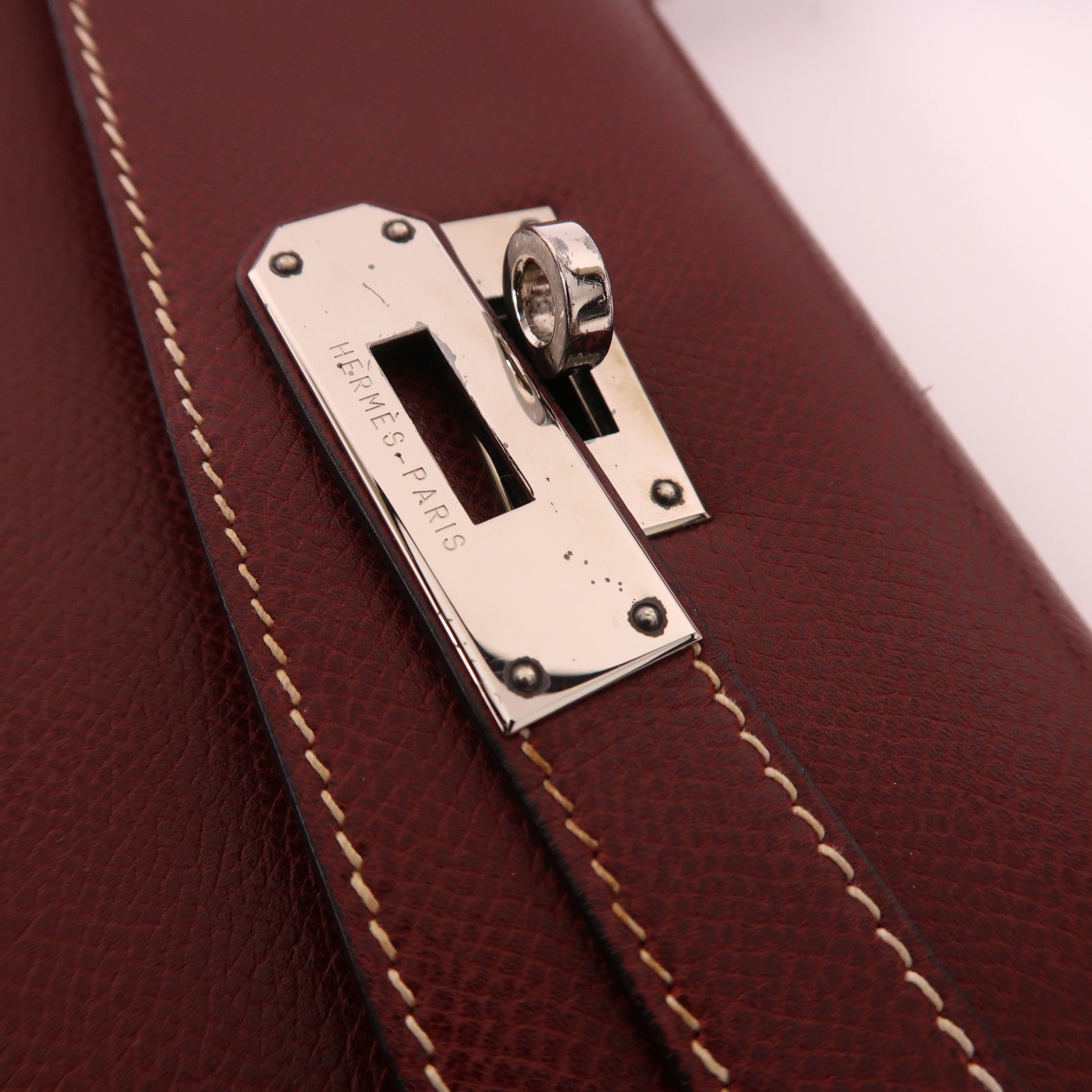 HERMES Epsom皮革Kelly 28銀扣手挽肩背兩用袋Vermillon