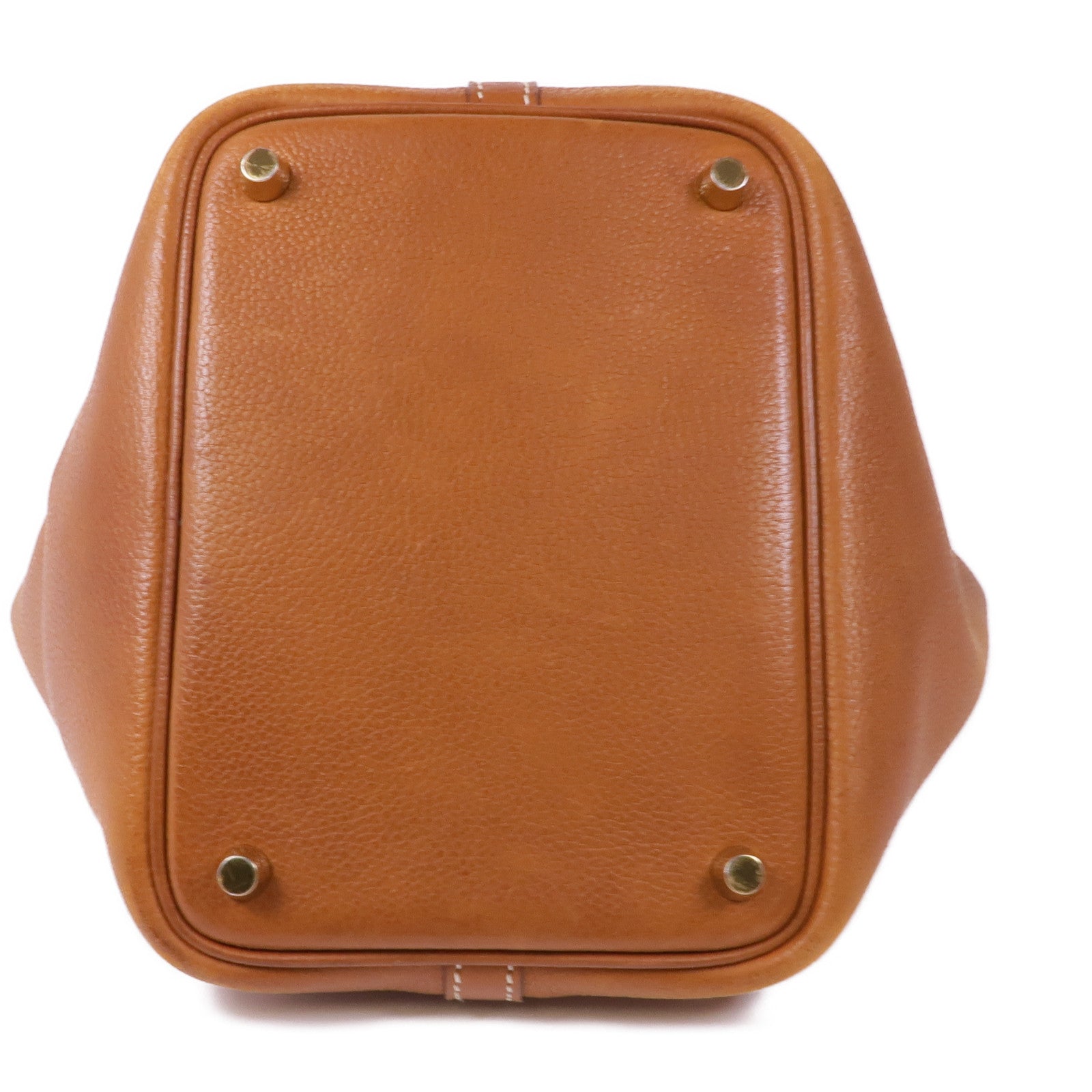 HERMES Barenia皮革Picotin PM金扣手挽袋Fauve