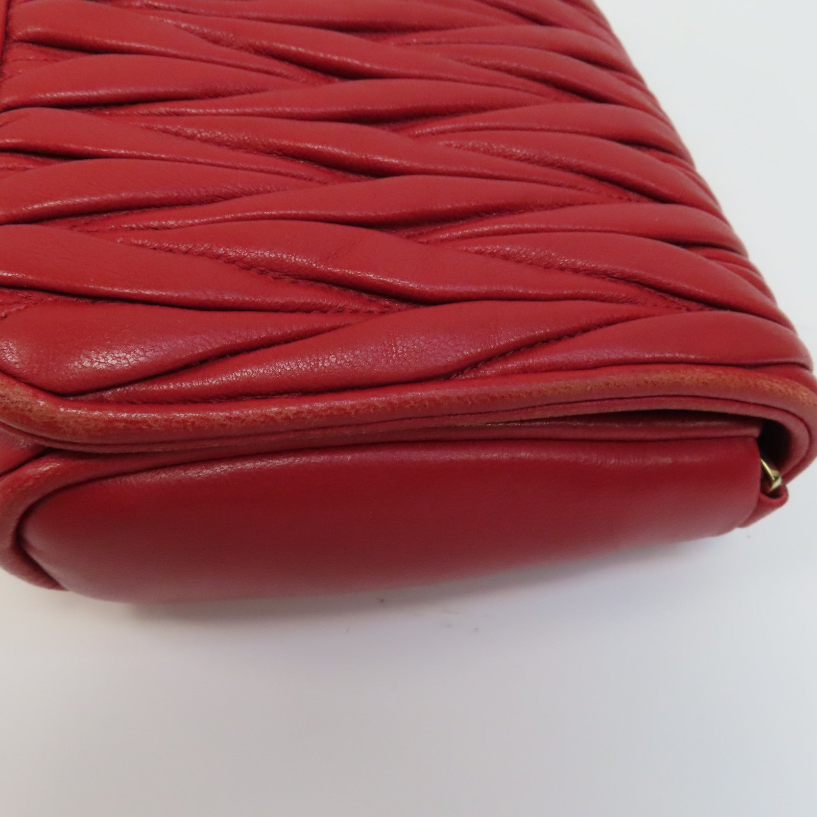 Miu Miu 羊皮皮革Shoulder Bag金扣肩背袋紅色