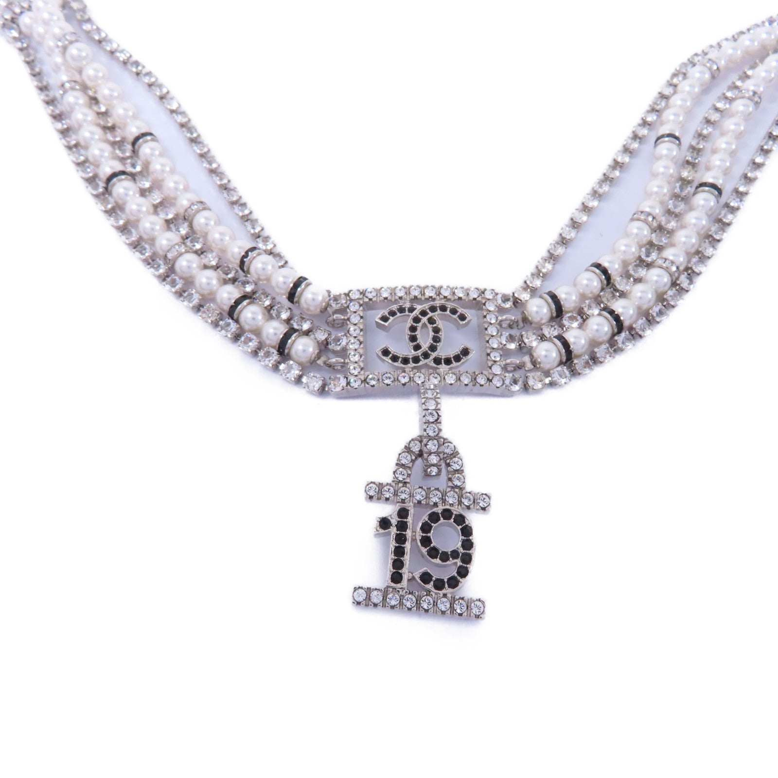 CHANEL PVC/金屬Necklace項鍊白色/銀色