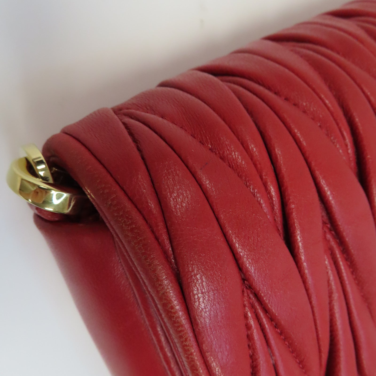 Miu Miu 羊皮皮革Shoulder Bag金扣肩背袋紅色