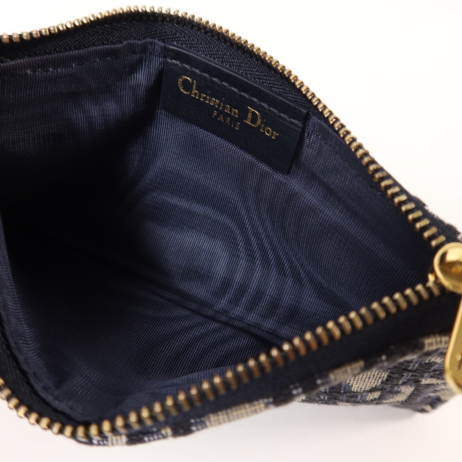 Dior 帆布Small Saddle Pouch With Chain鏈帶肩背袋