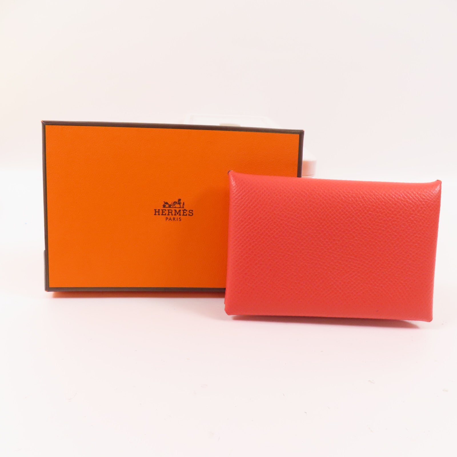 HERMES 【激減優惠】Epsom皮革Calvi Card Holder銀扣卡套Rose Jaipur