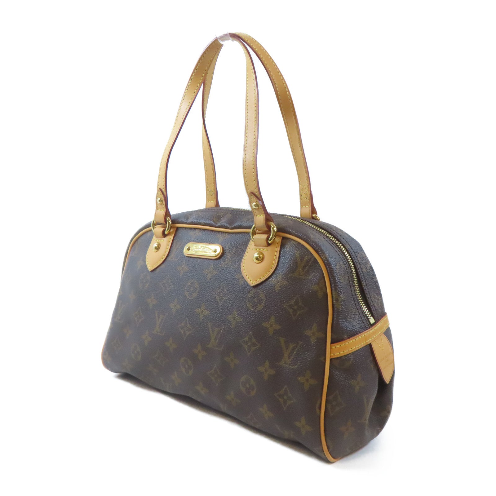 LOUIS VUITTON Monogram Montorgueil PM金扣肩背袋棕色