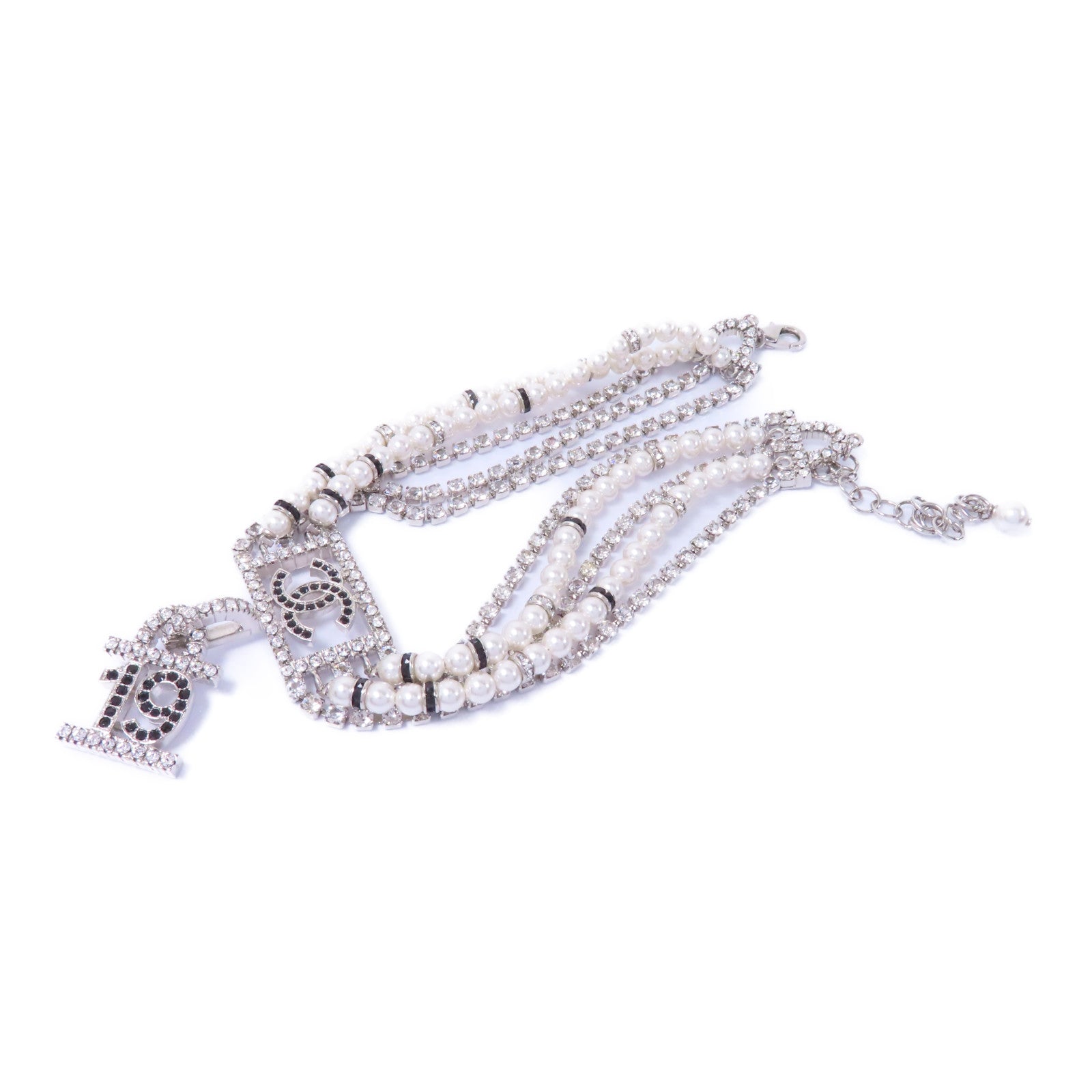 CHANEL PVC/金屬Necklace項鍊白色/銀色