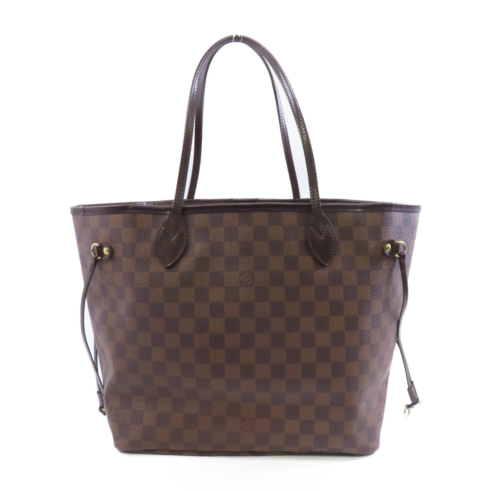 LOUIS VUITTON 【激減優惠】Damier Neverfull MM金扣手挽袋啡色