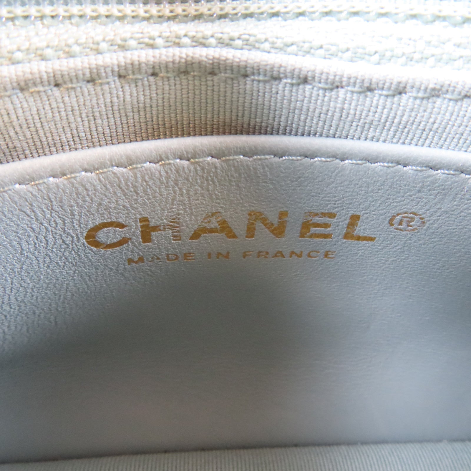 CHANEL 【激減優惠】菱格羊皮皮革Mini Flap金扣肩背袋淺灰色