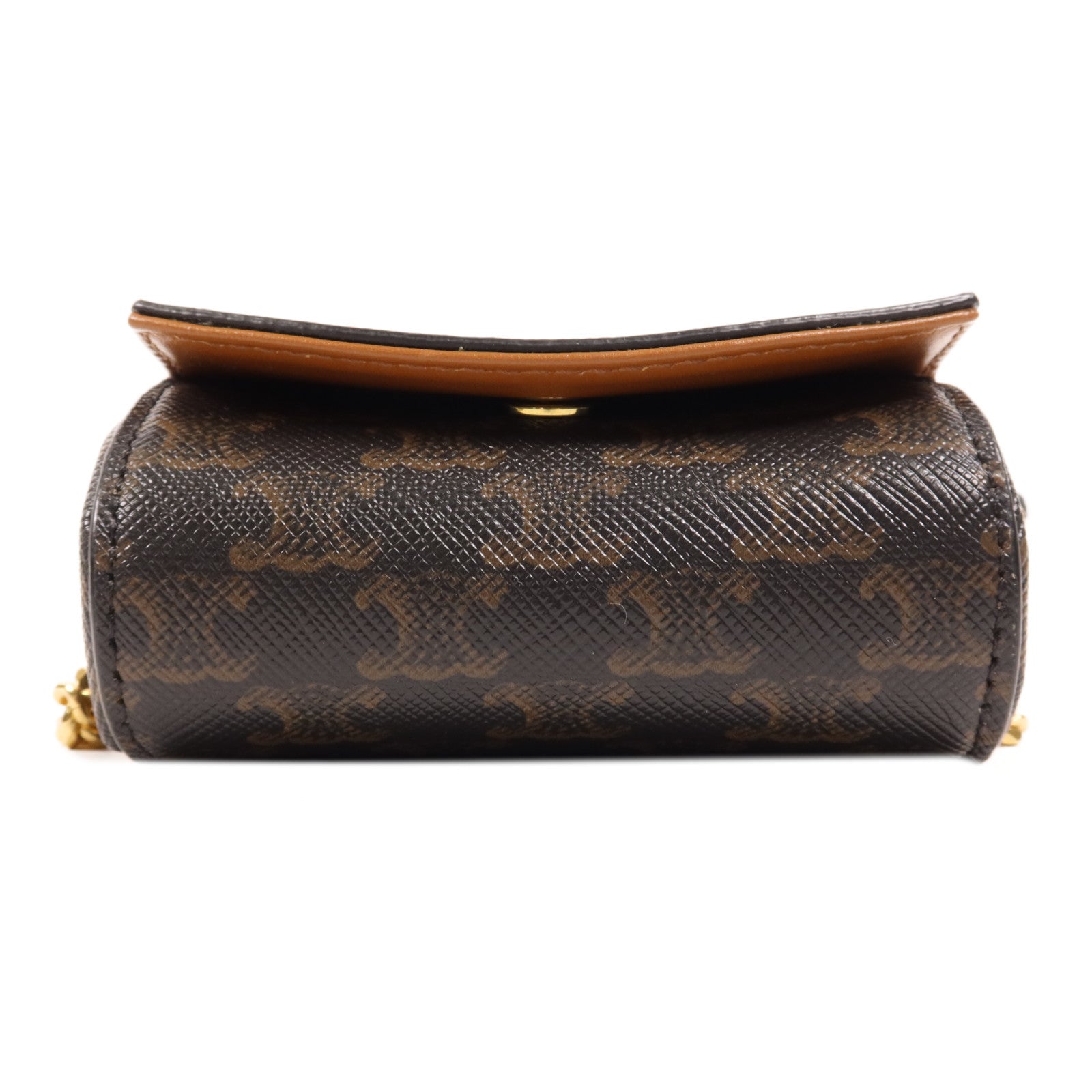 CELINE 塗層帆布Mini Macadam Lipstick Pouch金扣鏈帶唇膏盒