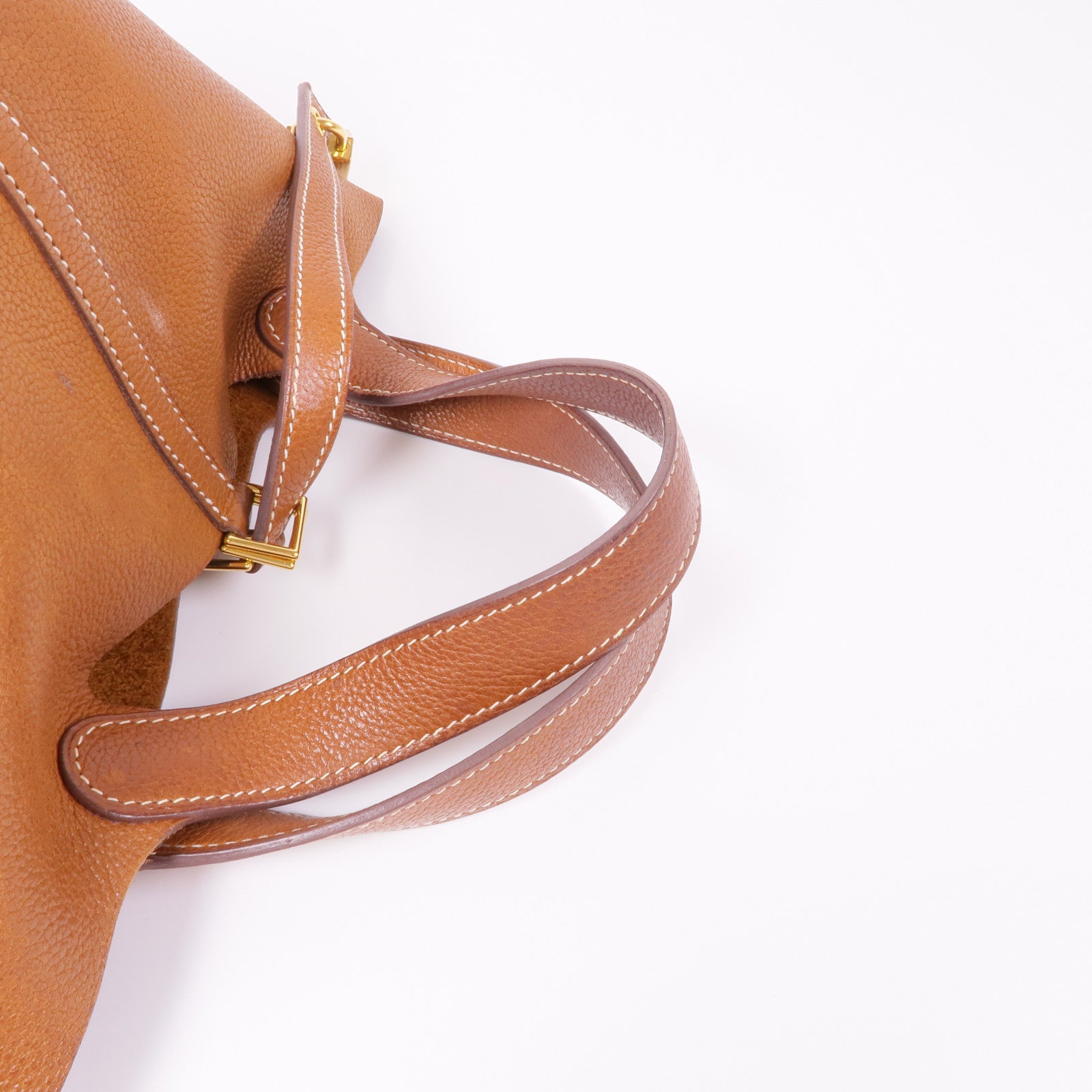 HERMES Barenia皮革Picotin PM金扣手挽袋Fauve