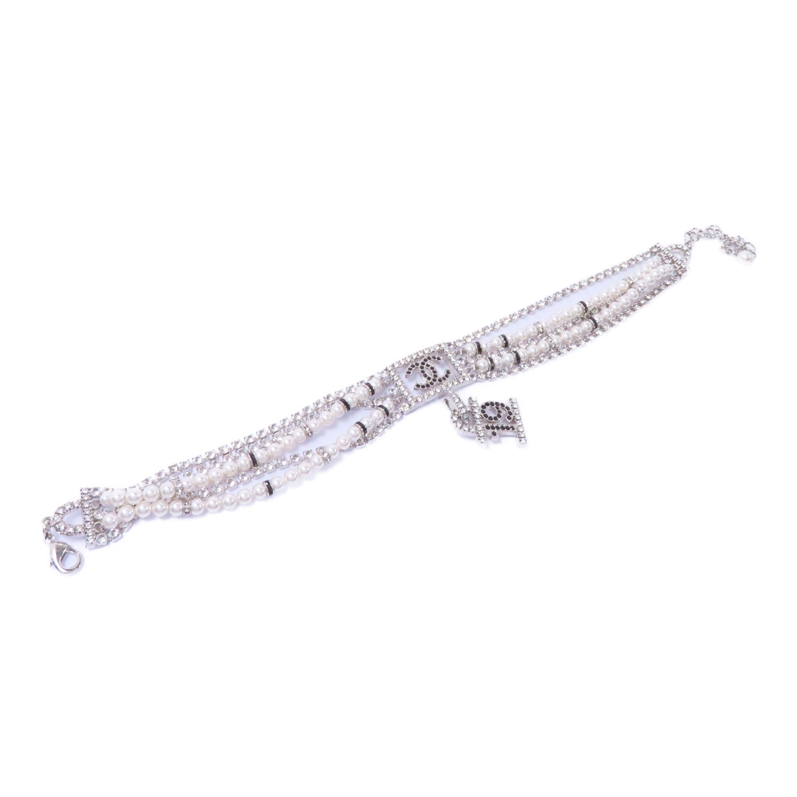 CHANEL PVC/金屬Necklace項鍊白色/銀色