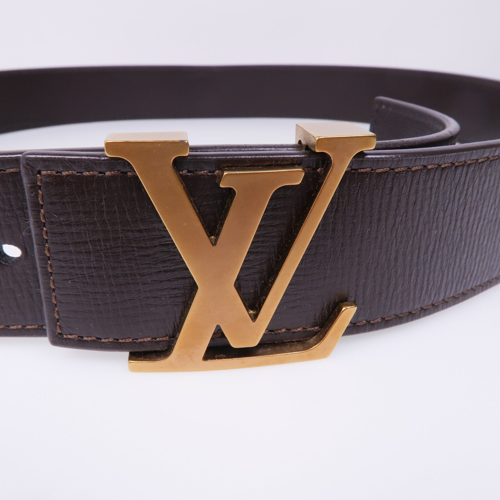 LOUIS VUITTON 牛皮皮革Ceinture LV Initial金扣皮帶