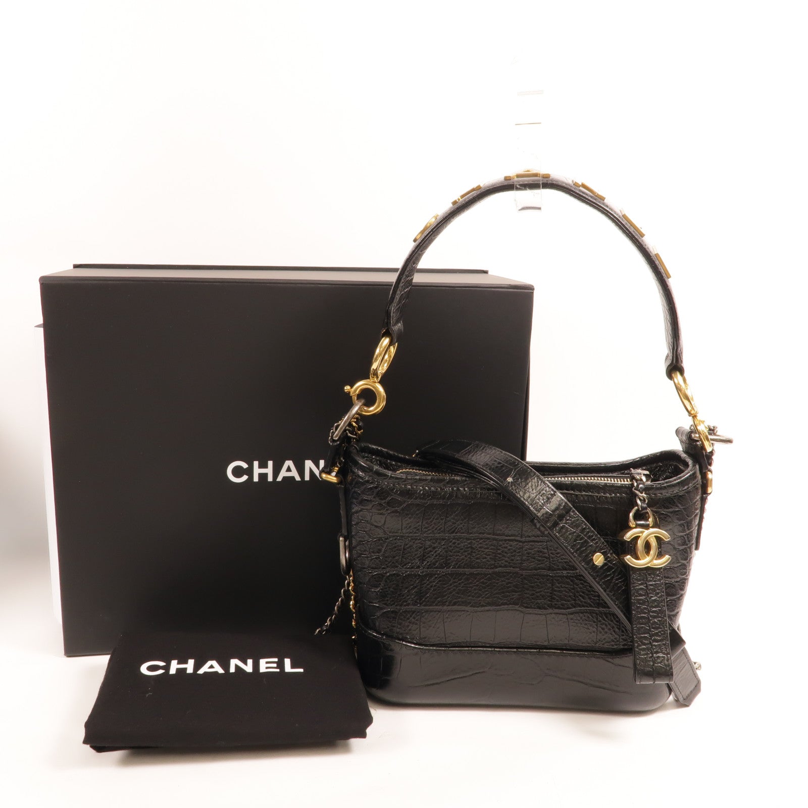CHANEL 牛皮皮革Gabrielle Small鏈帶手挽肩背兩用袋