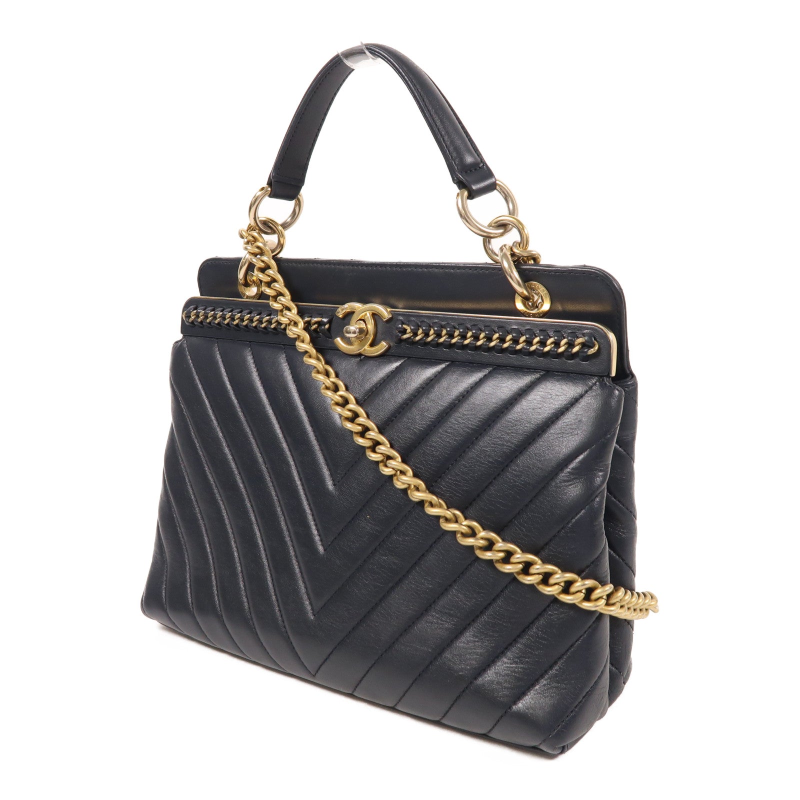 骨皮♡CHANEL ナイロン ストラップ CHANEL 【激減優惠】菱格牛皮皮革Chain Shoulder金扣手挽肩背兩