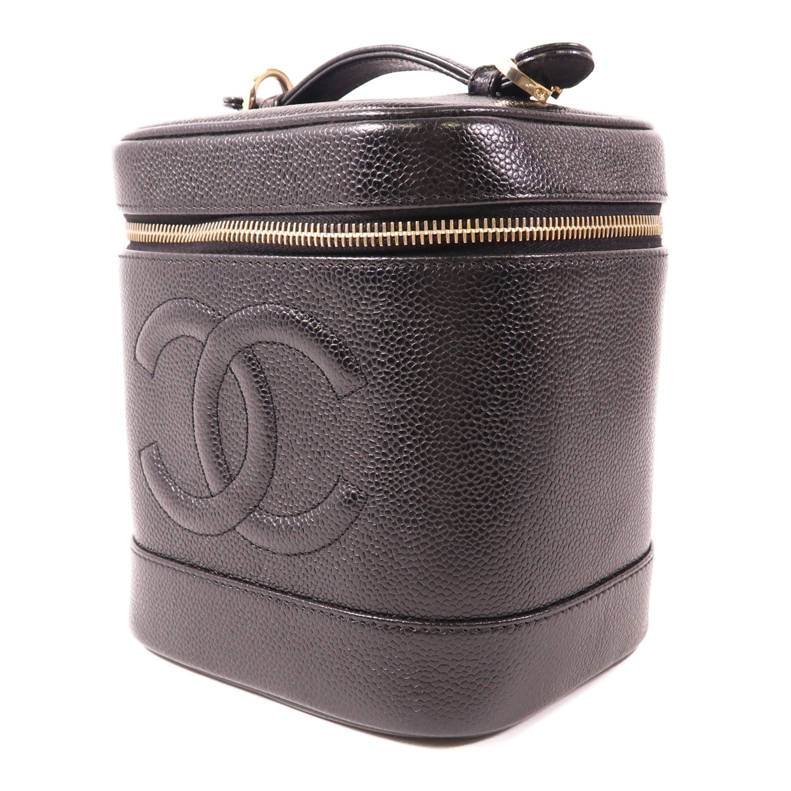 CHANEL 牛皮皮革Vintage Vanity Case金扣手挽袋