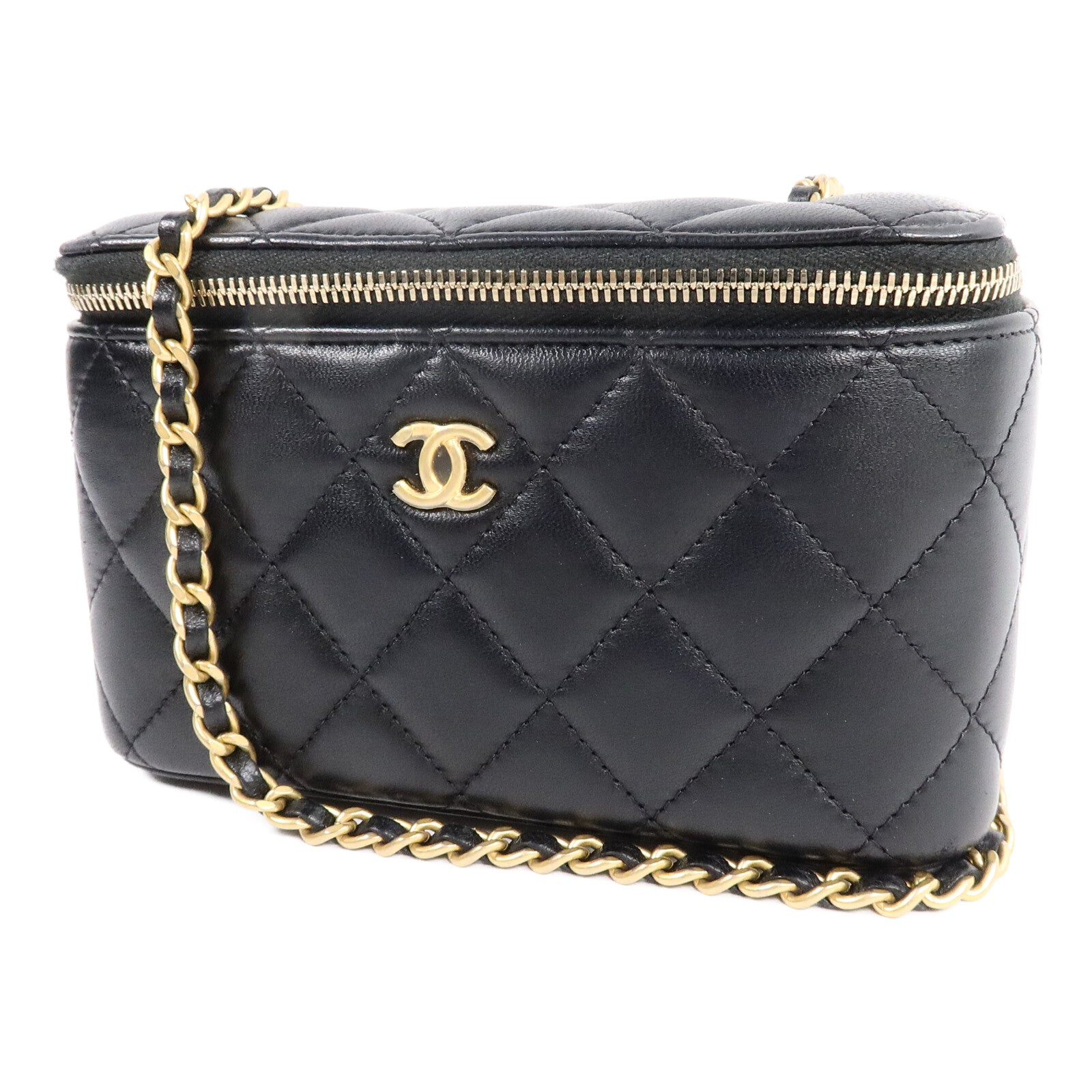 CHANEL 羊皮皮革Vanity Case鏈帶肩背袋