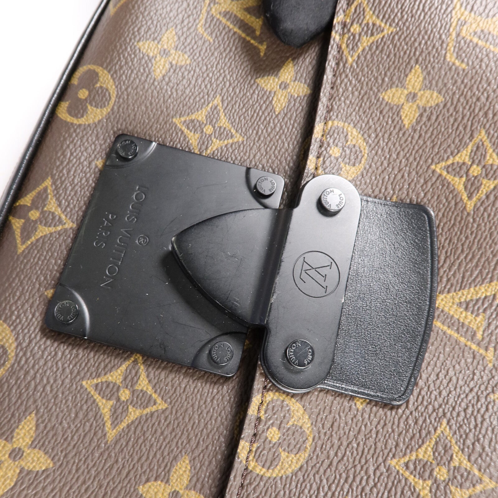 LOUIS VUITTON Monogram Macassar S Lock手挽肩背兩用袋