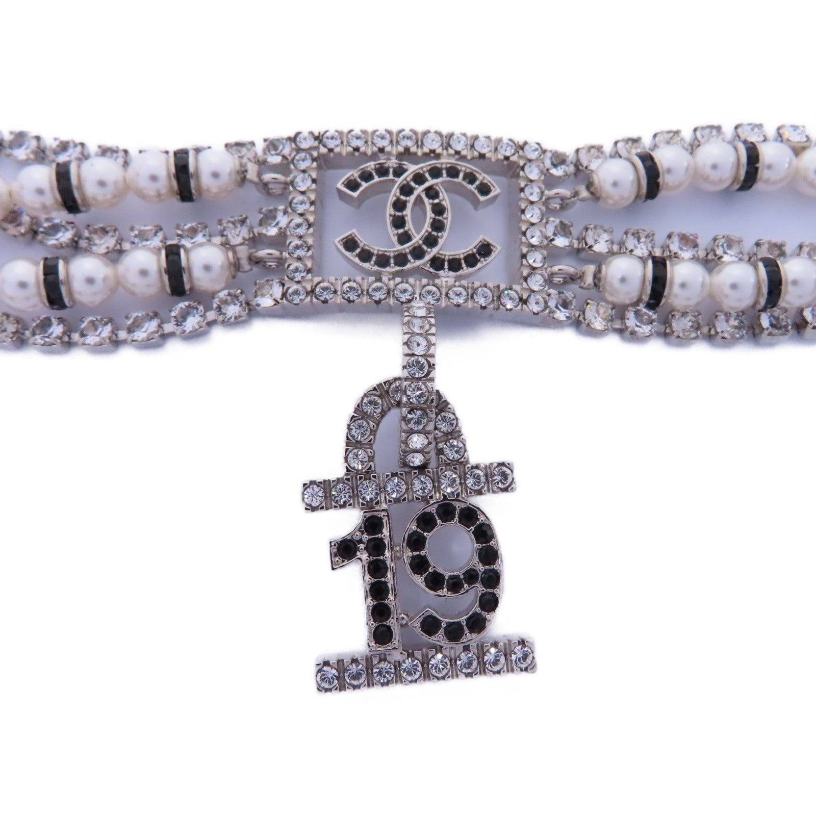 CHANEL PVC/金屬Necklace項鍊白色/銀色