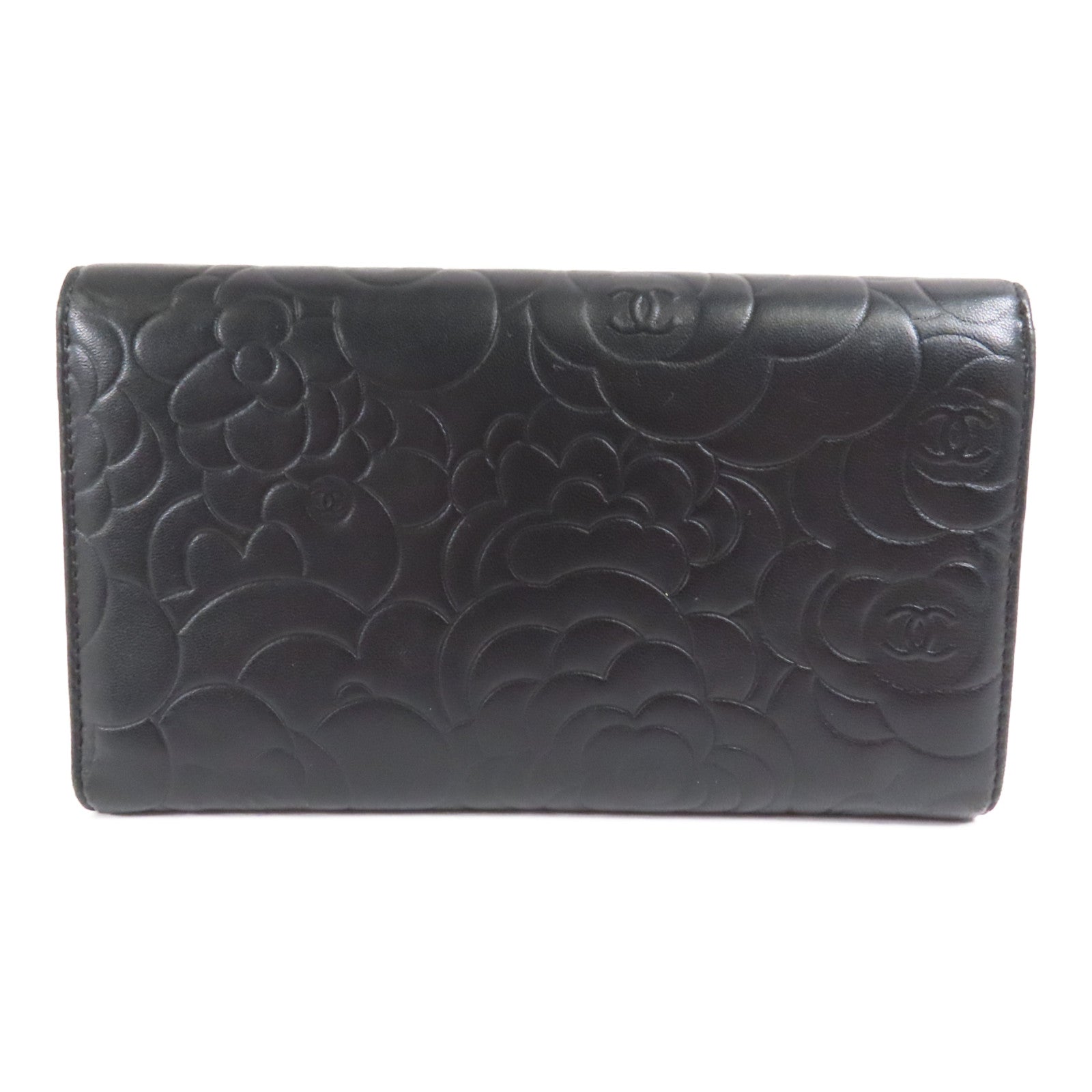 CHANEL CC GHW Pouch Long Wallet Lambskin Leather Black