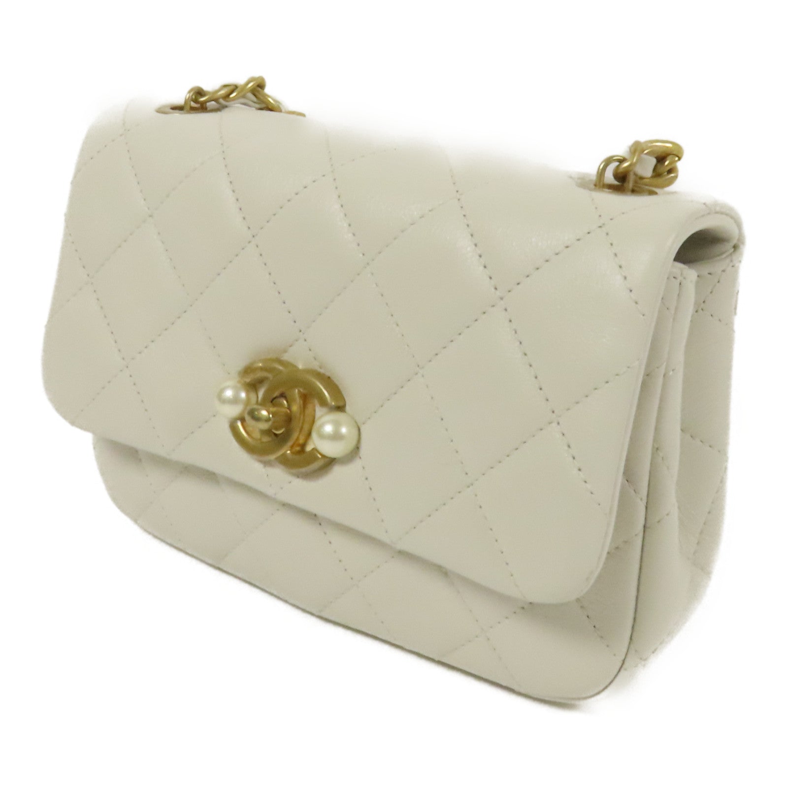 CHANEL 牛皮皮革Chain Shoulder金扣肩背袋