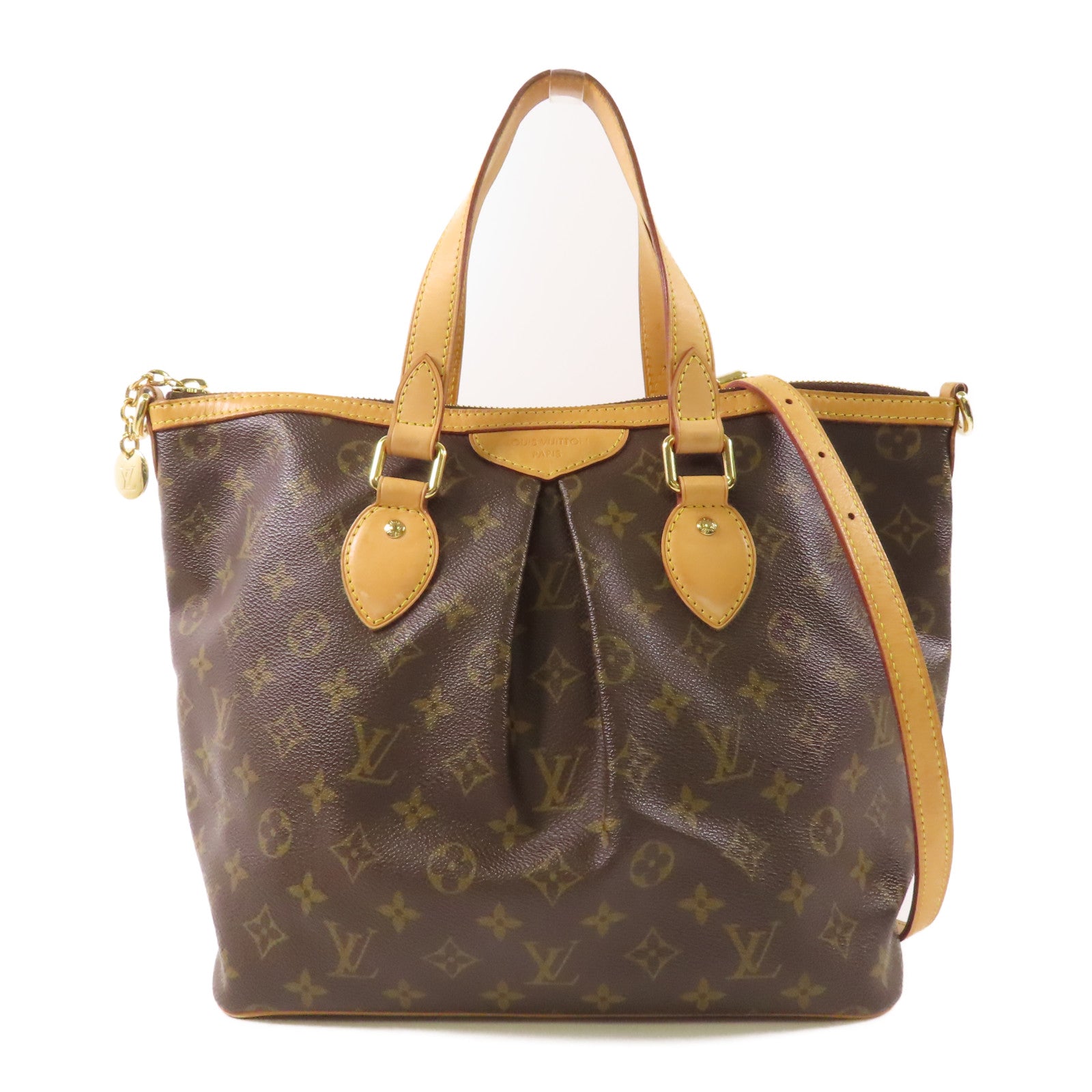 LOUIS VUITTON Monogram Palermo PM金扣手挽肩背兩用袋棕色
