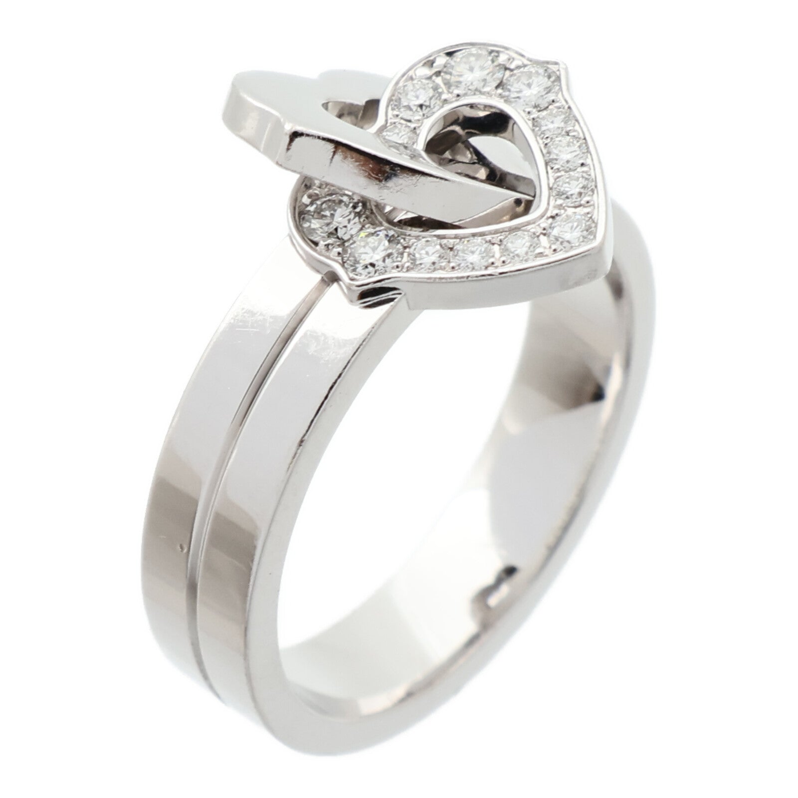 CARTIER 18K白金Double Heart Ring戒指Cartier #53