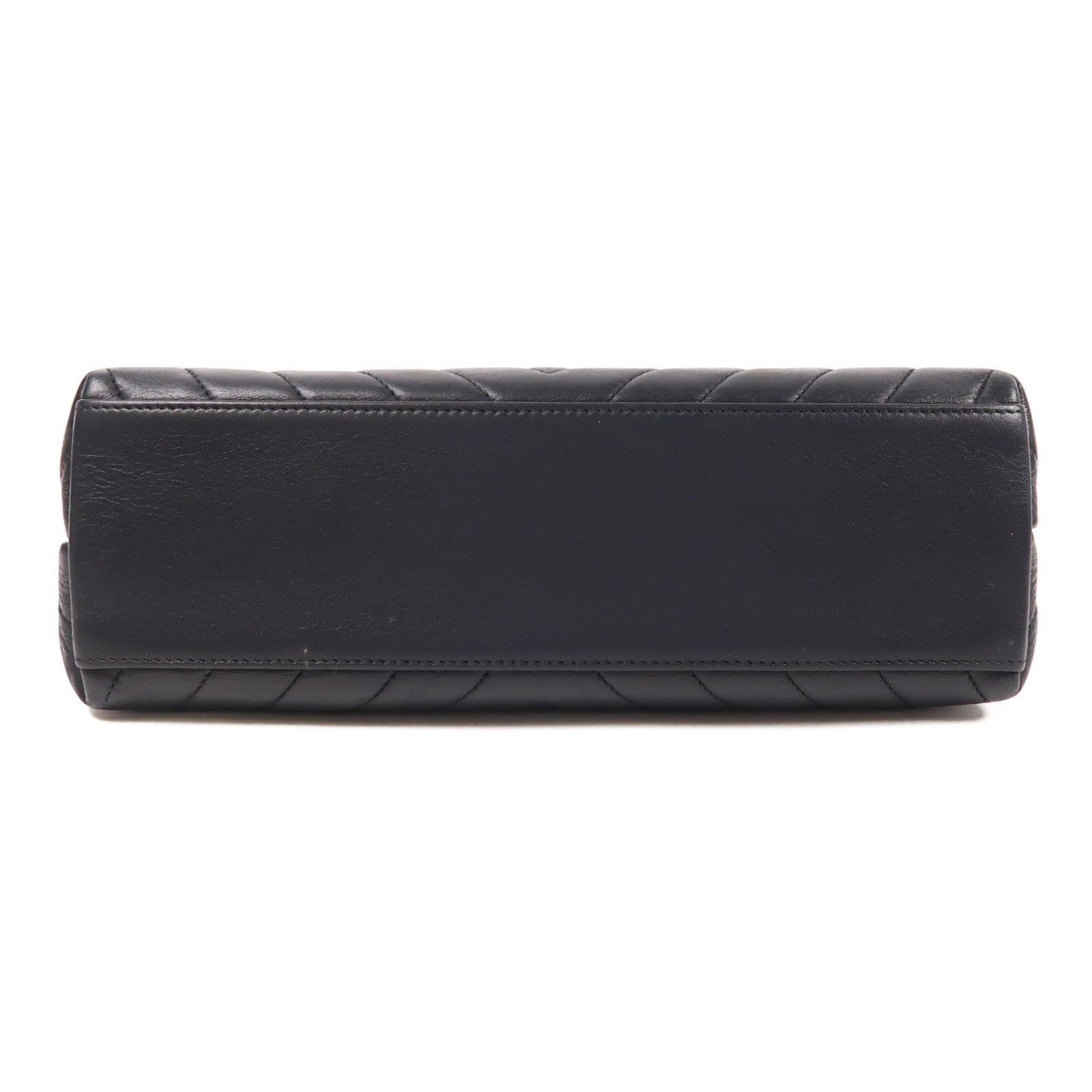 CHANEL 牛皮皮革Chevron V Stitch金扣鏈帶手挽肩背兩用袋