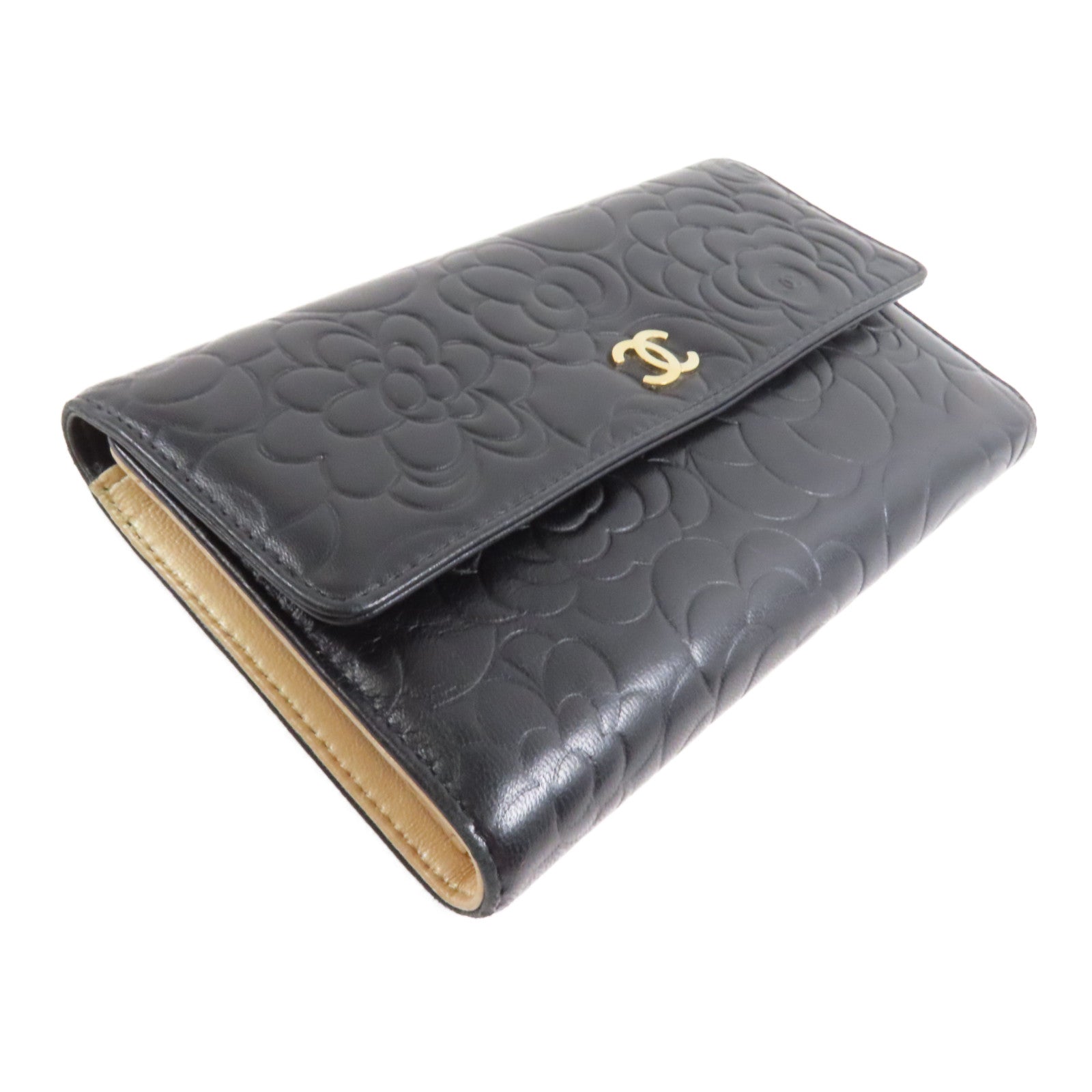 CHANEL CC GHW Pouch Long Wallet Lambskin Leather Black