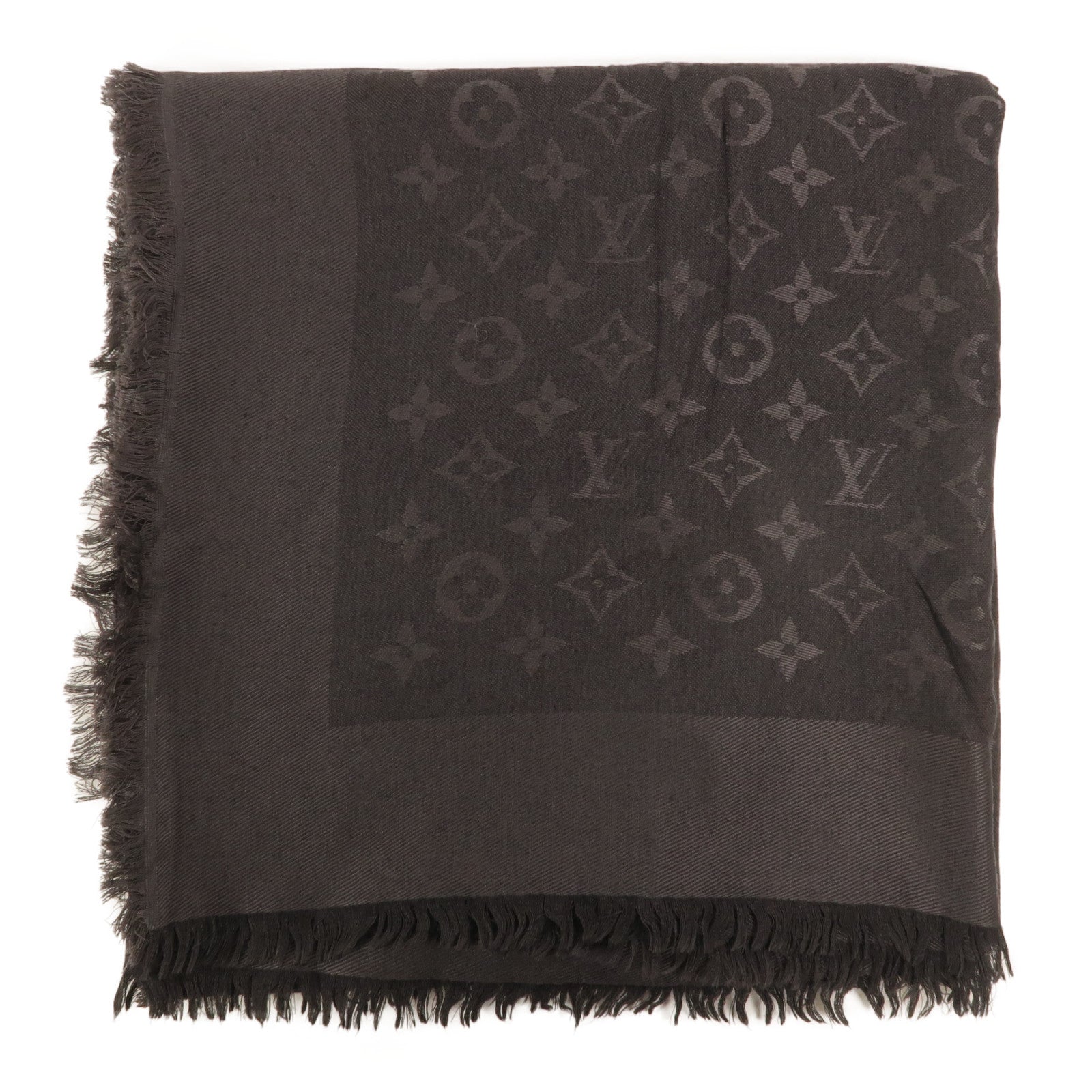 LOUIS VUITTON 絲質/羊毛Monogram Shine Shawl 142X142cm披肩/圍巾
