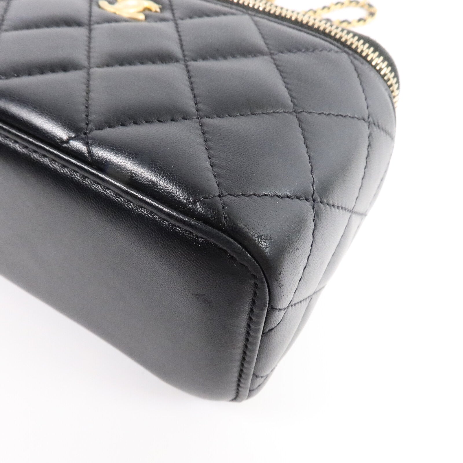 CHANEL 羊皮皮革Vanity Case鏈帶肩背袋