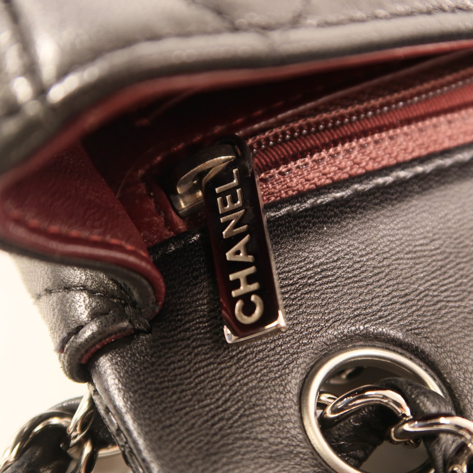CHANEL 羊皮皮革Mini Classic 20銀扣鏈帶肩背袋