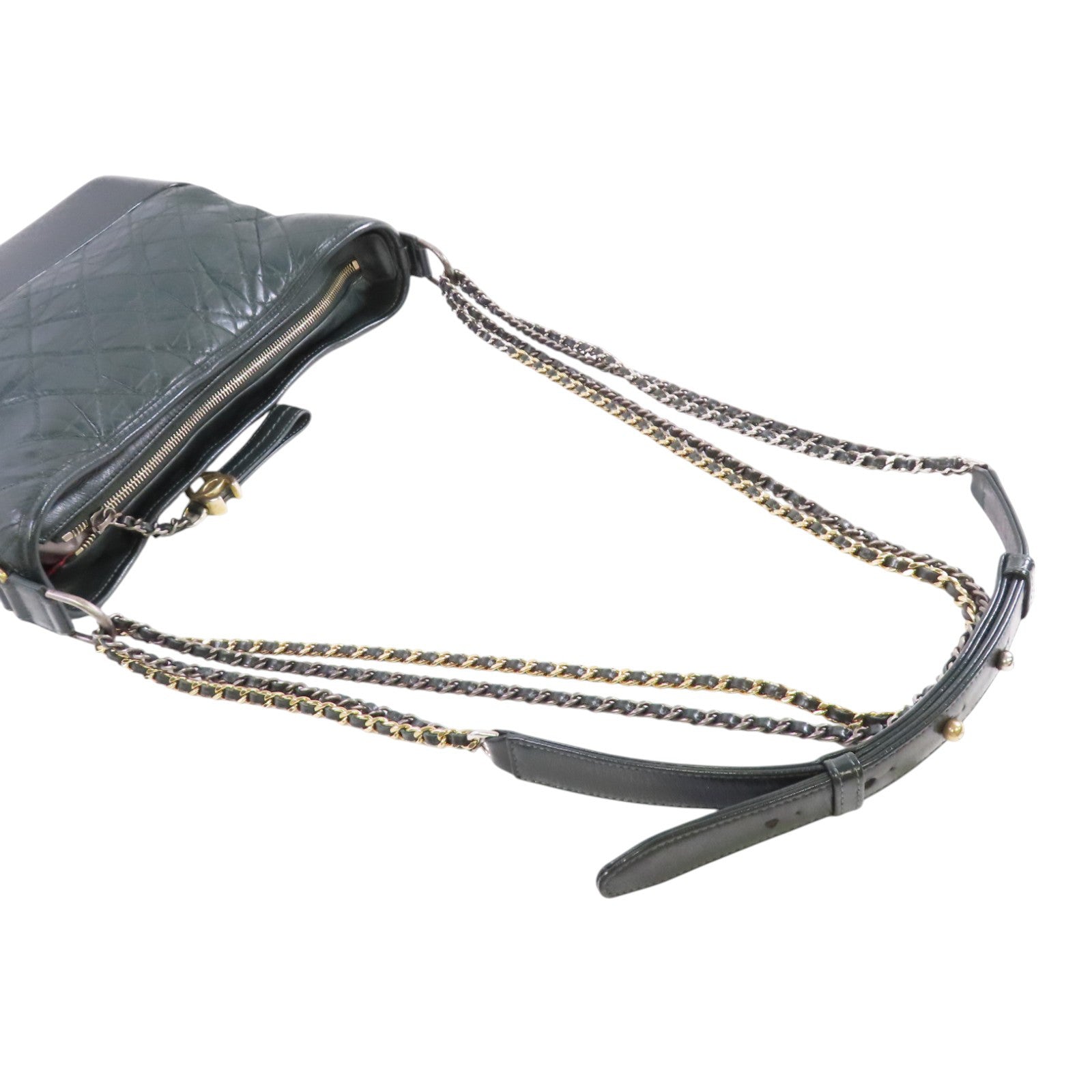 CHANEL 牛皮皮革Gabrielle Chain Shoulder Bag銀扣鏈帶肩背袋