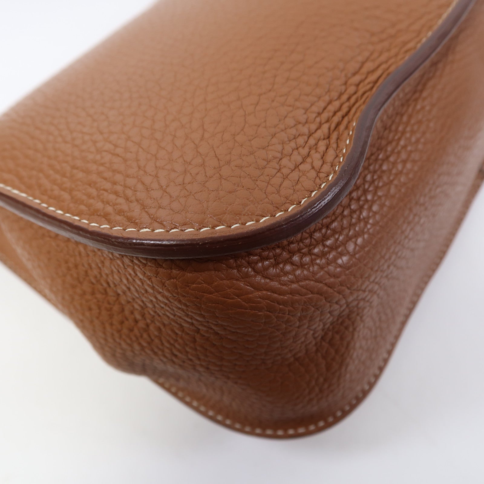 HERMES Clemence皮革Halzan 31金扣手挽肩背兩用袋金棕色