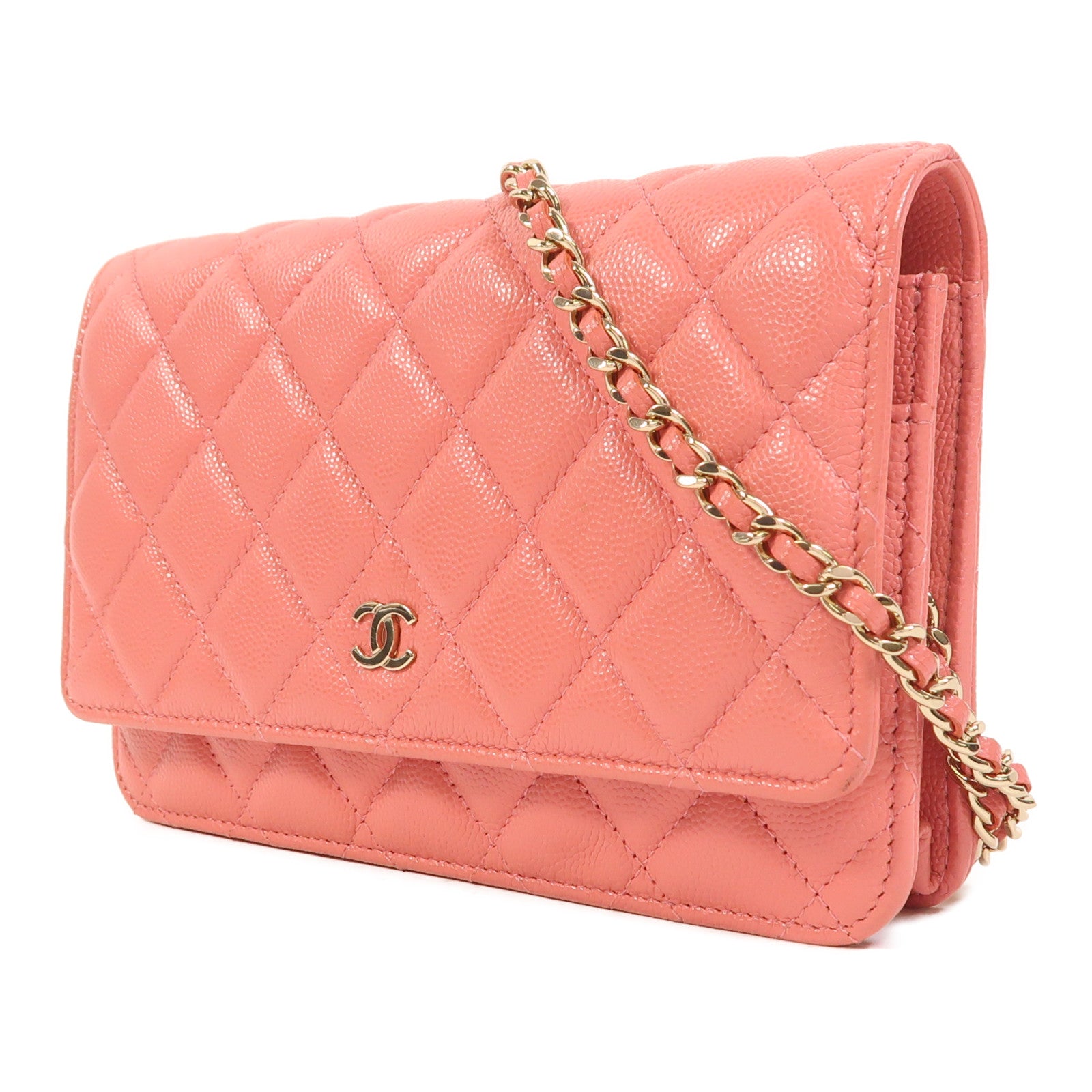 CHANEL 牛皮皮革WOC Wallet On Chain金扣鏈帶肩背袋