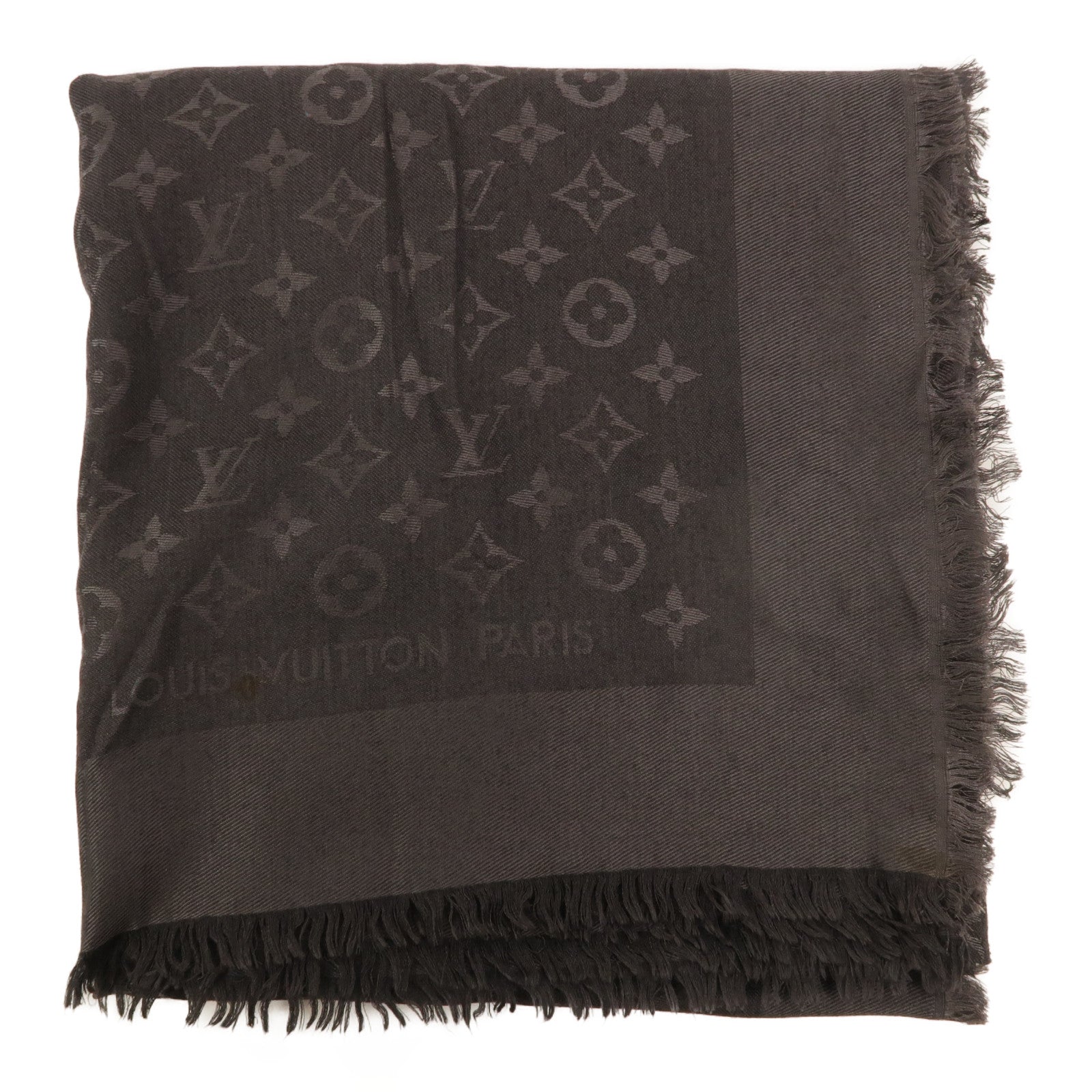 LOUIS VUITTON 絲質/羊毛Monogram Shine Shawl 142X142cm披肩/圍巾