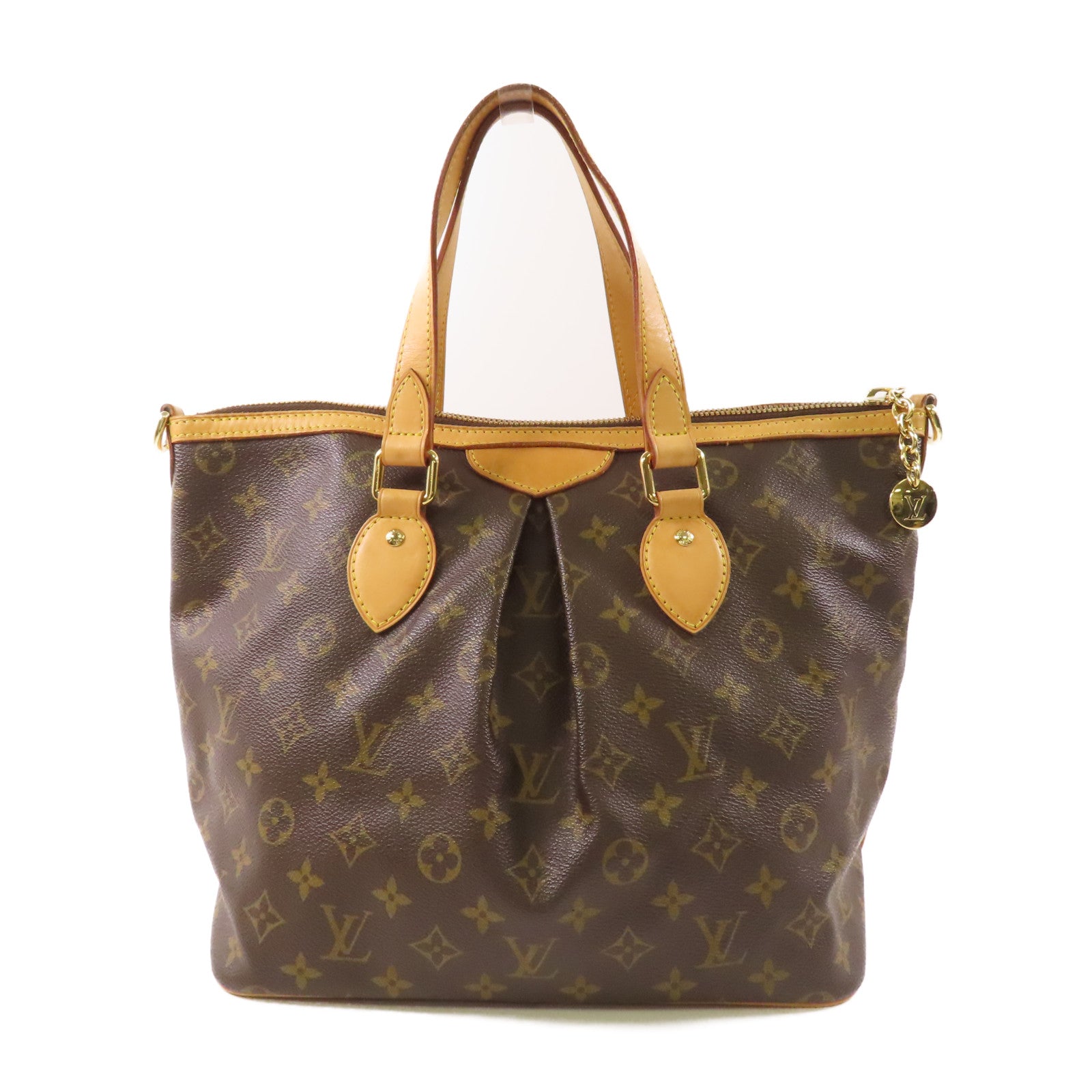 LOUIS VUITTON Monogram Palermo PM金扣手挽肩背兩用袋棕色