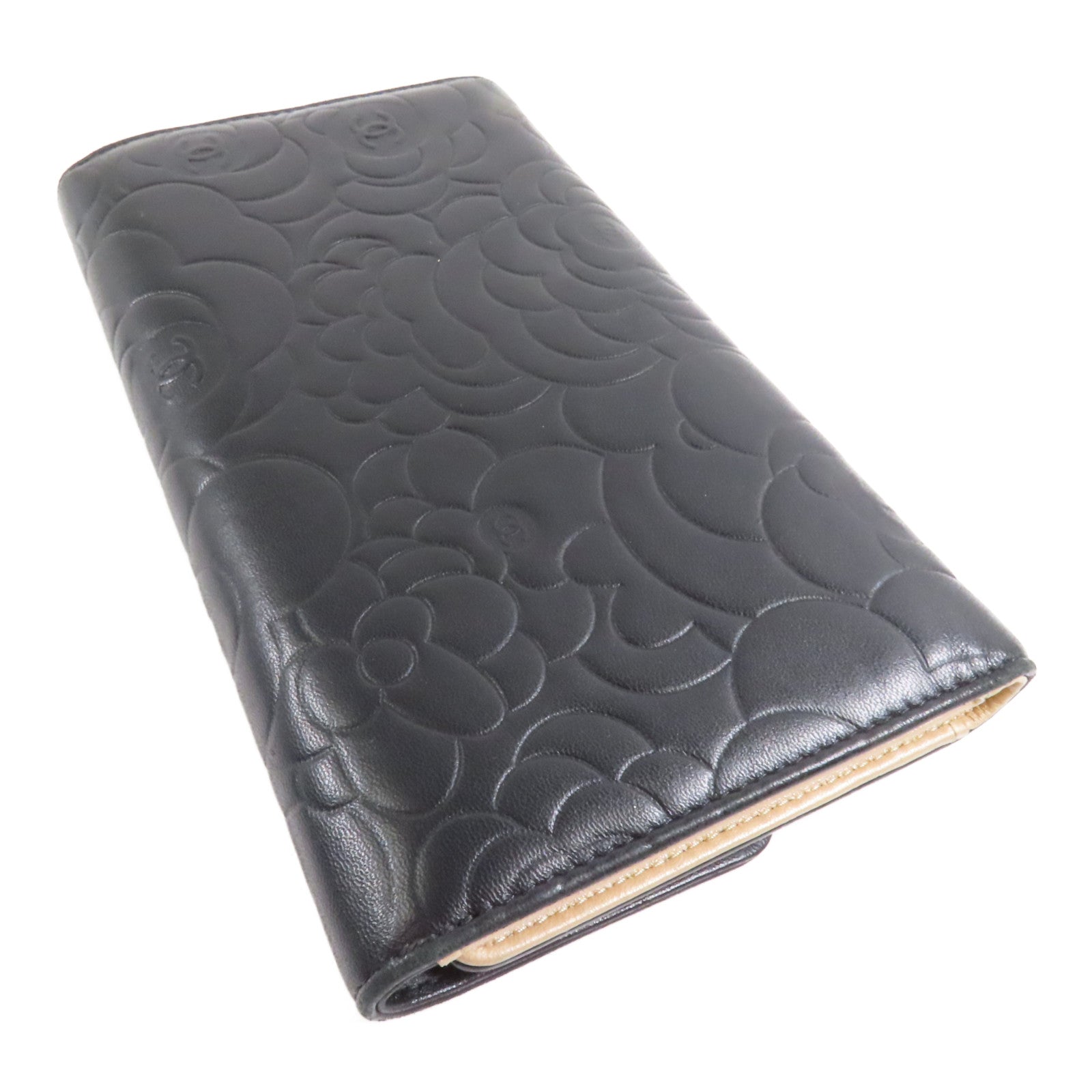 CHANEL CC GHW Pouch Long Wallet Lambskin Leather Black