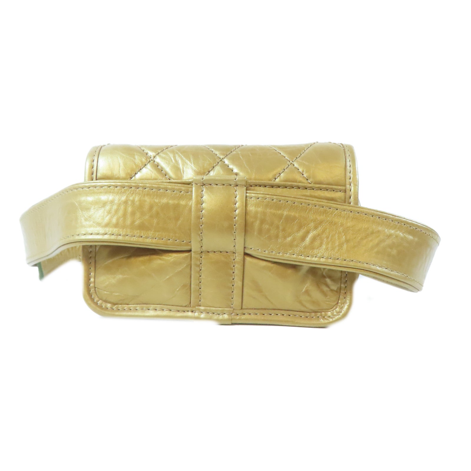 CHANEL 【激減優惠】菱格牛皮皮革Waist Bag銀扣腰包金色