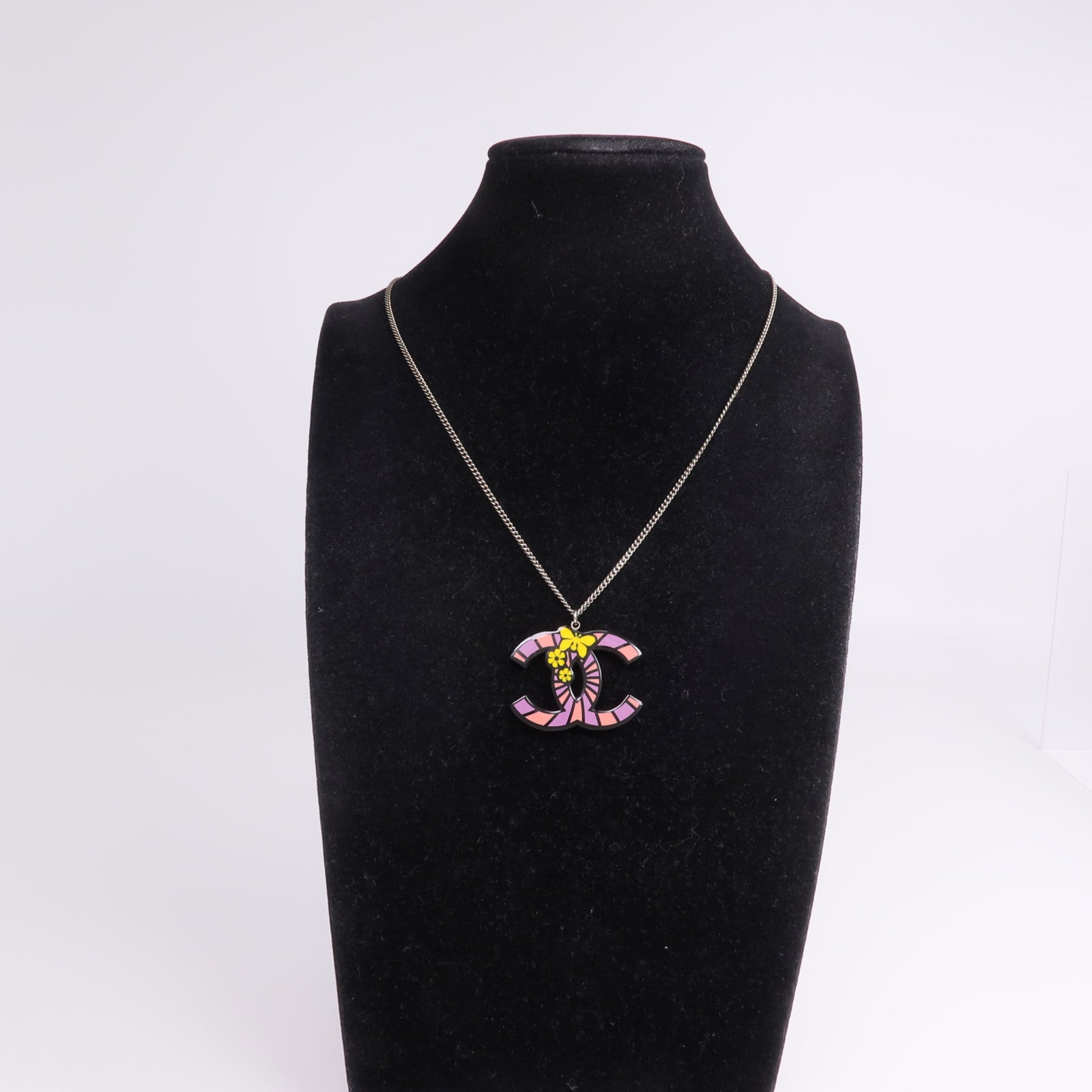 CHANEL 金屬/琺瑯Burttefly CC Pendant Necklace項鍊