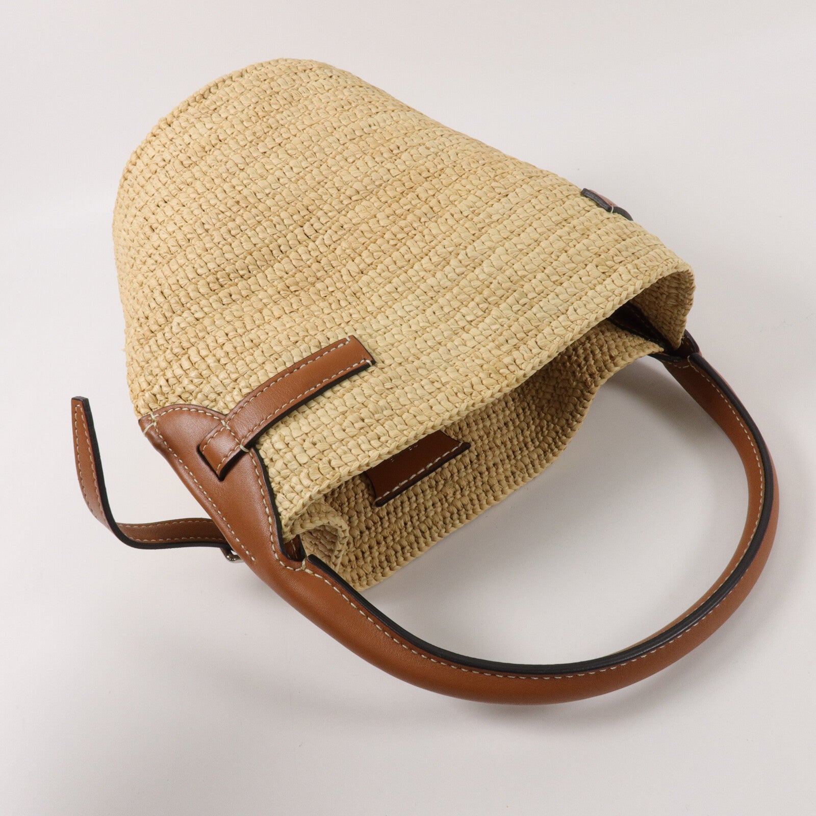 CELINE Raffia/牛皮皮革Big Bag Nano Bucket手挽袋