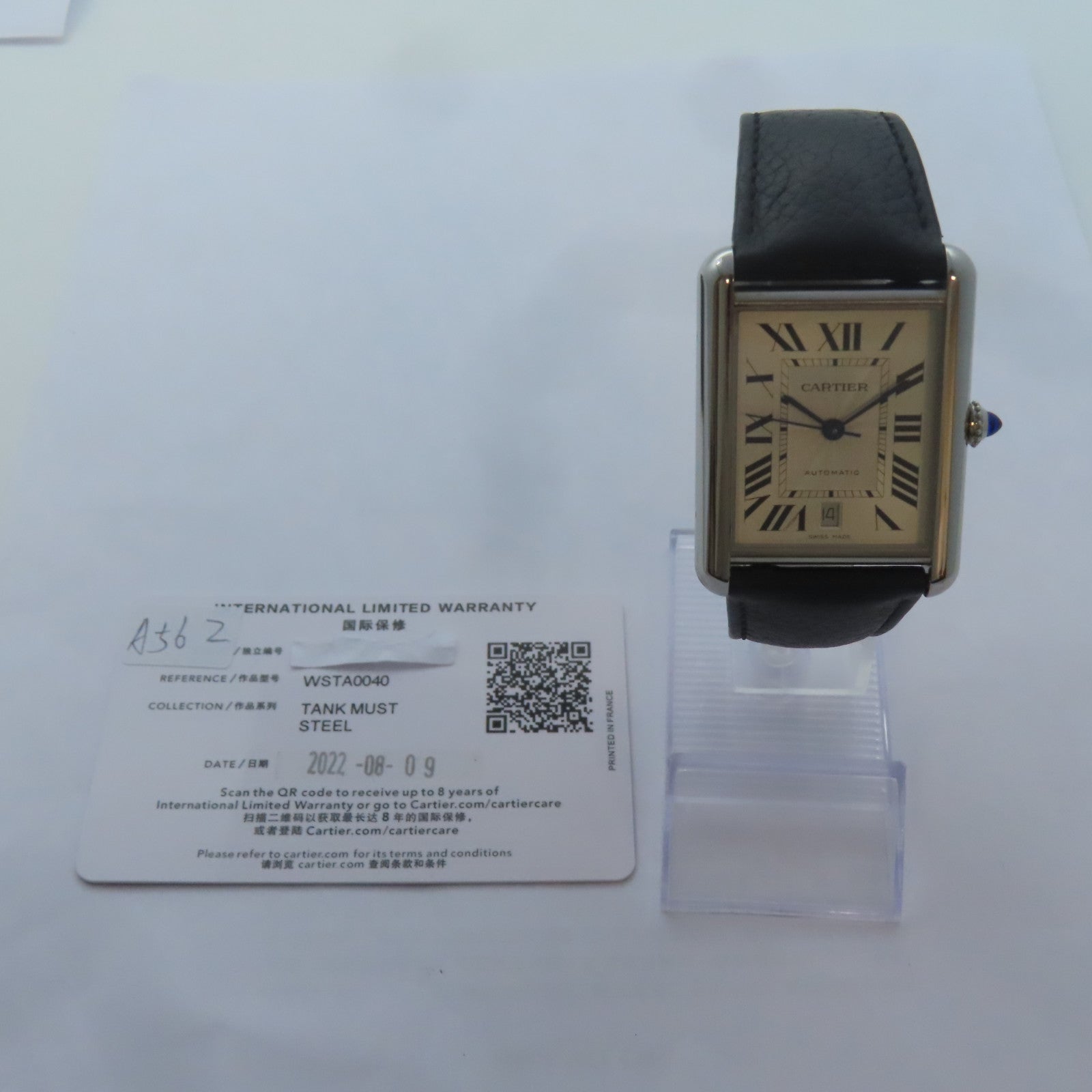 CARTIER Must Tank不鏽鋼手錶自動機芯白色