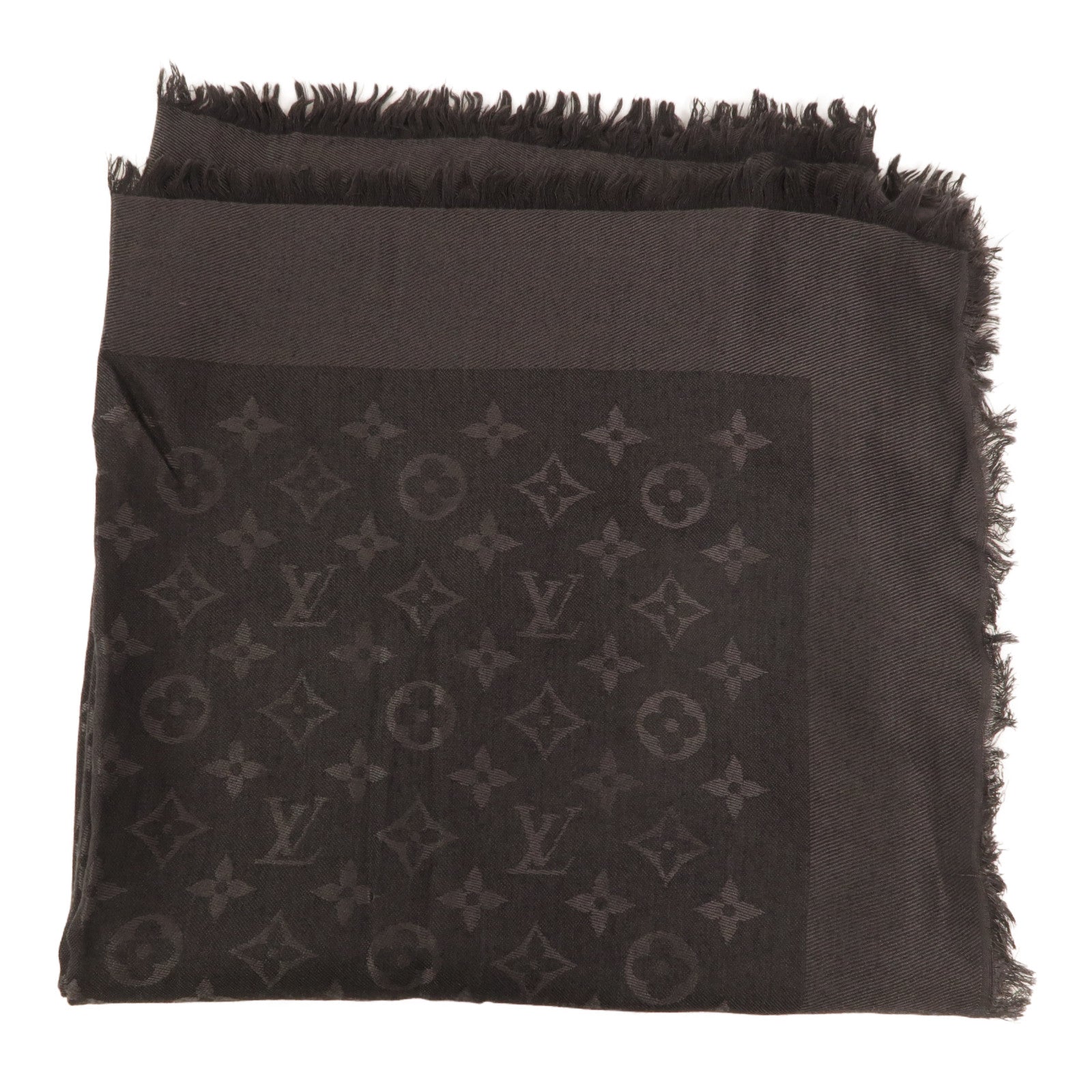 LOUIS VUITTON 絲質/羊毛Monogram Shine Shawl 142X142cm披肩/圍巾
