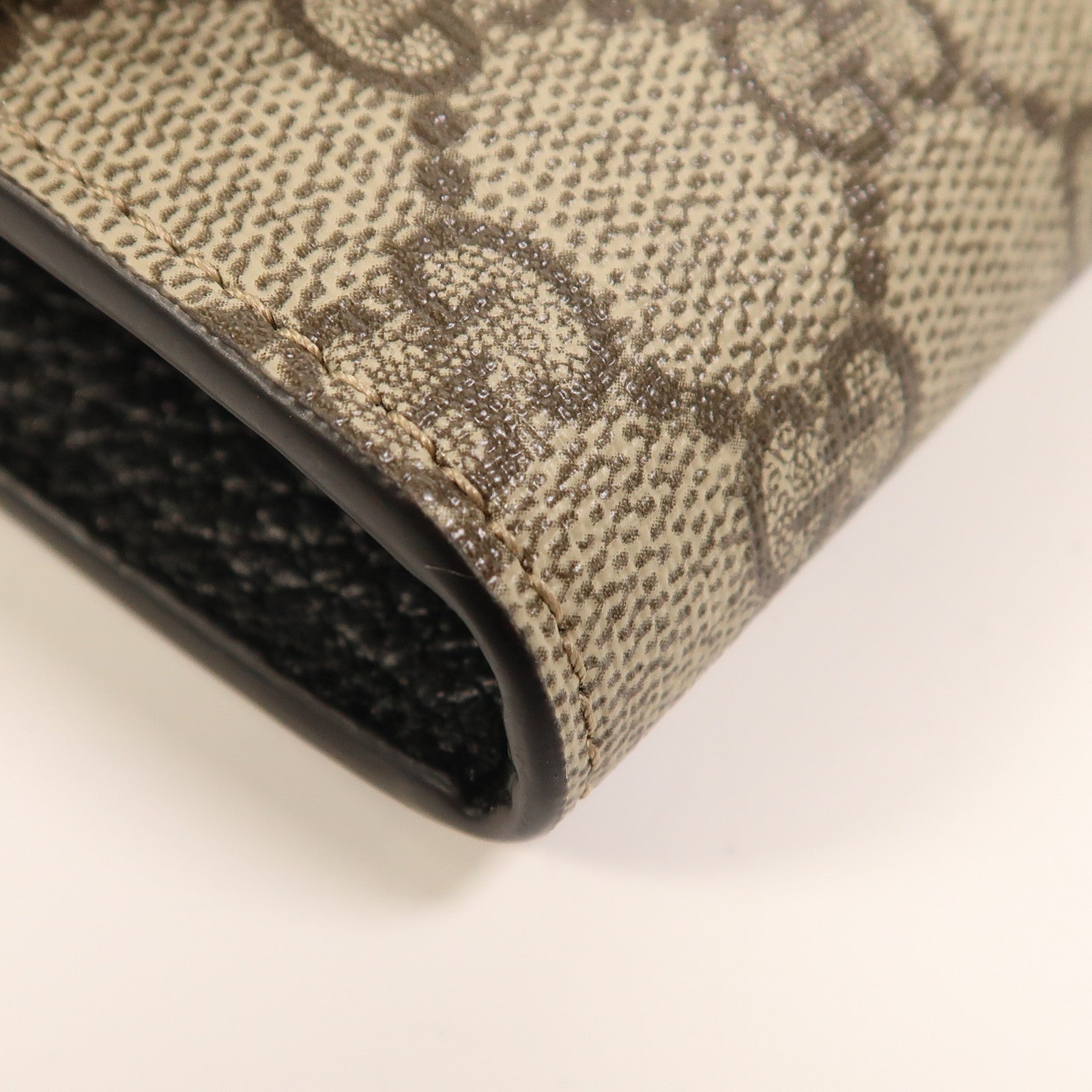 GUCCI 塗層帆布/牛皮皮革Long Wallet金扣長錢包